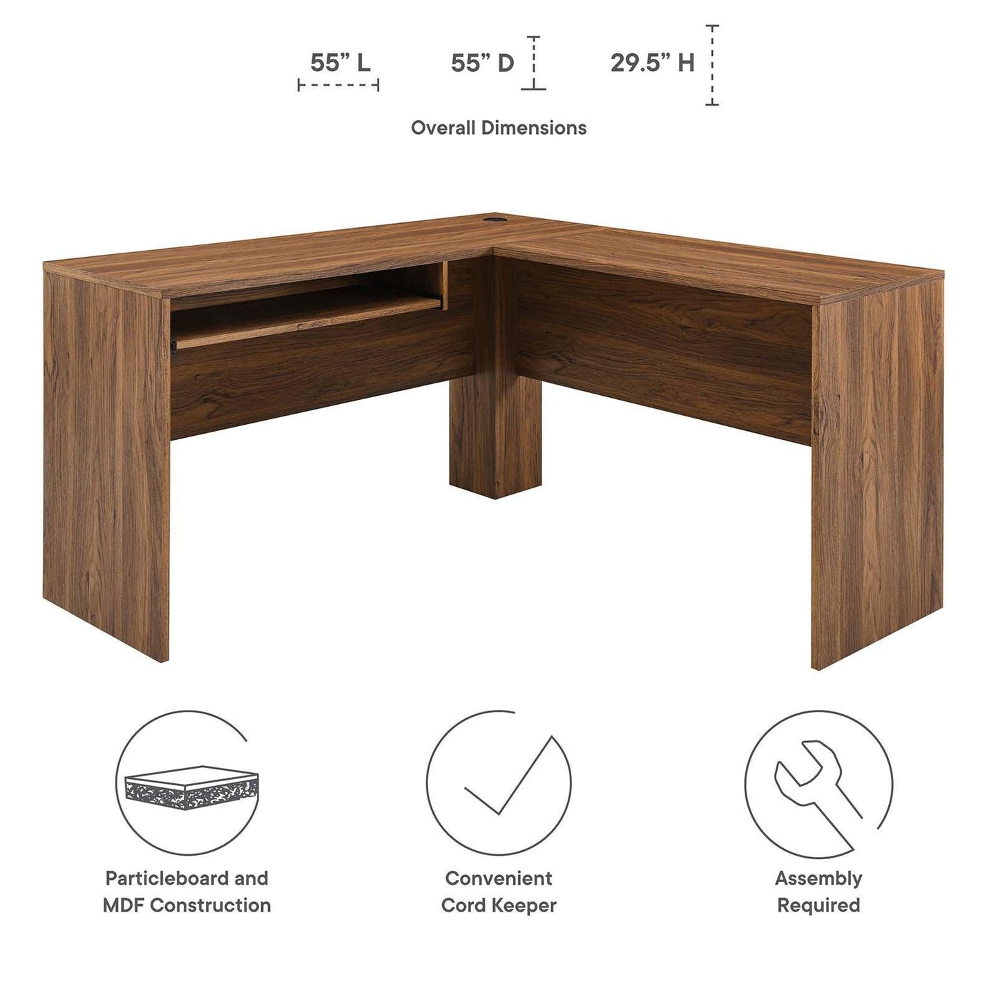 Modway Venture L-Shaped Wood Office Desk FredCo