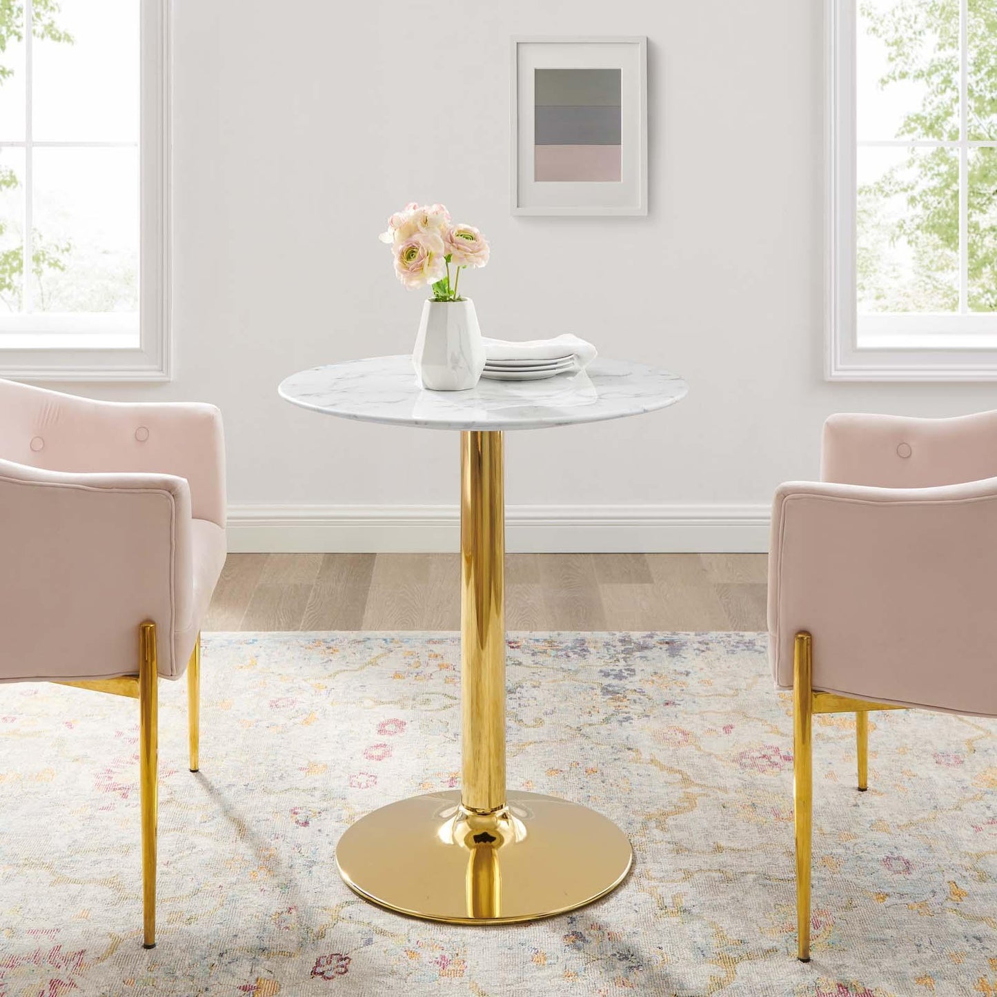 Modway Verne 28" Artificial Marble Dining Table FredCo