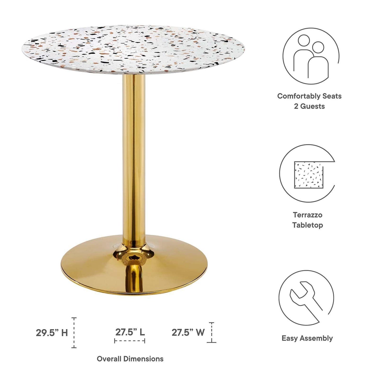 Modway Verne 28" Round Terrazzo Dining Table FredCo