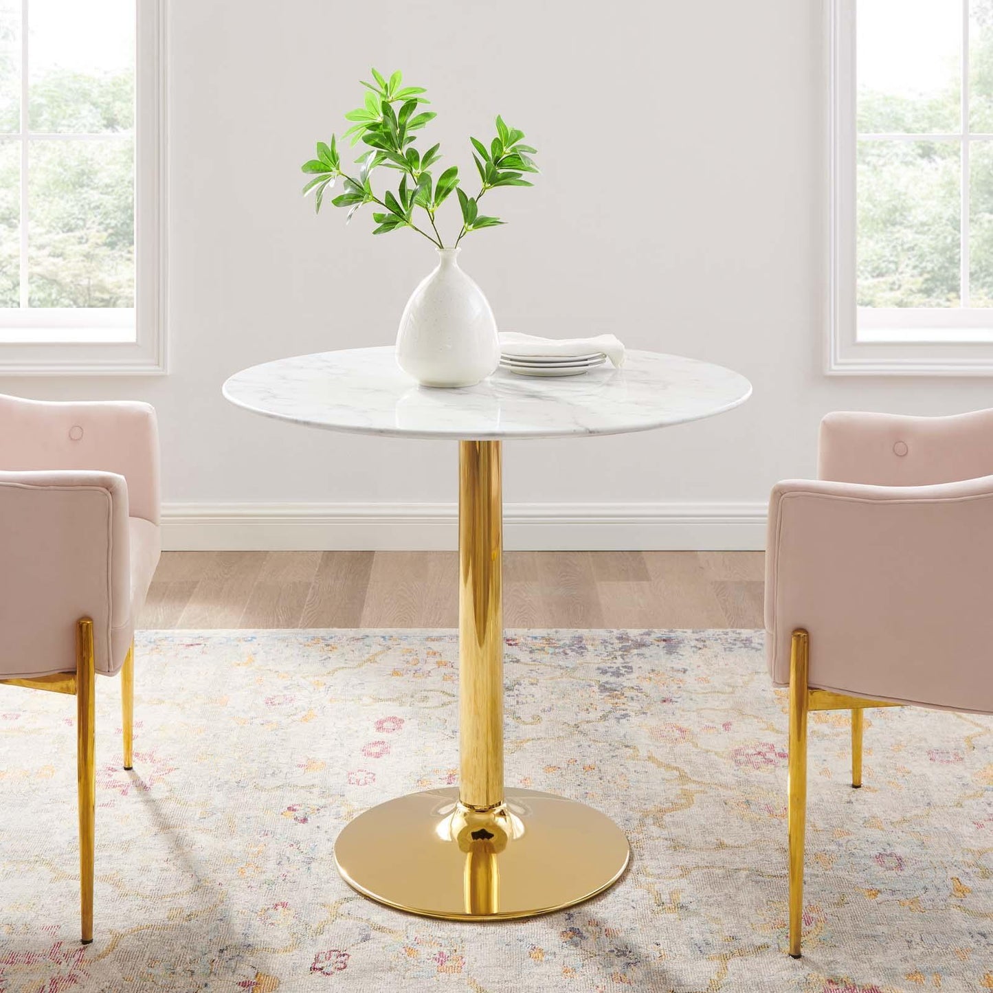 Modway Verne 35" Artificial Marble Dining Table FredCo