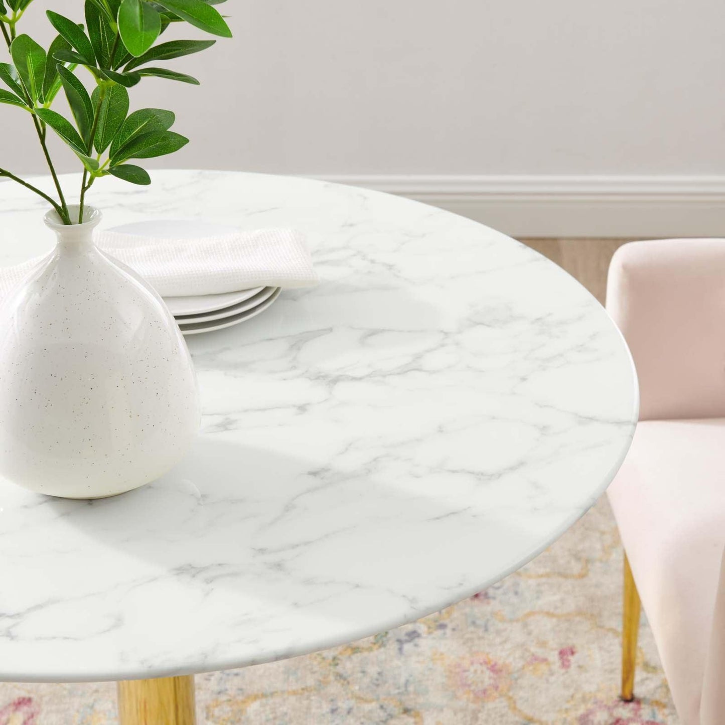 Modway Verne 35" Artificial Marble Dining Table FredCo