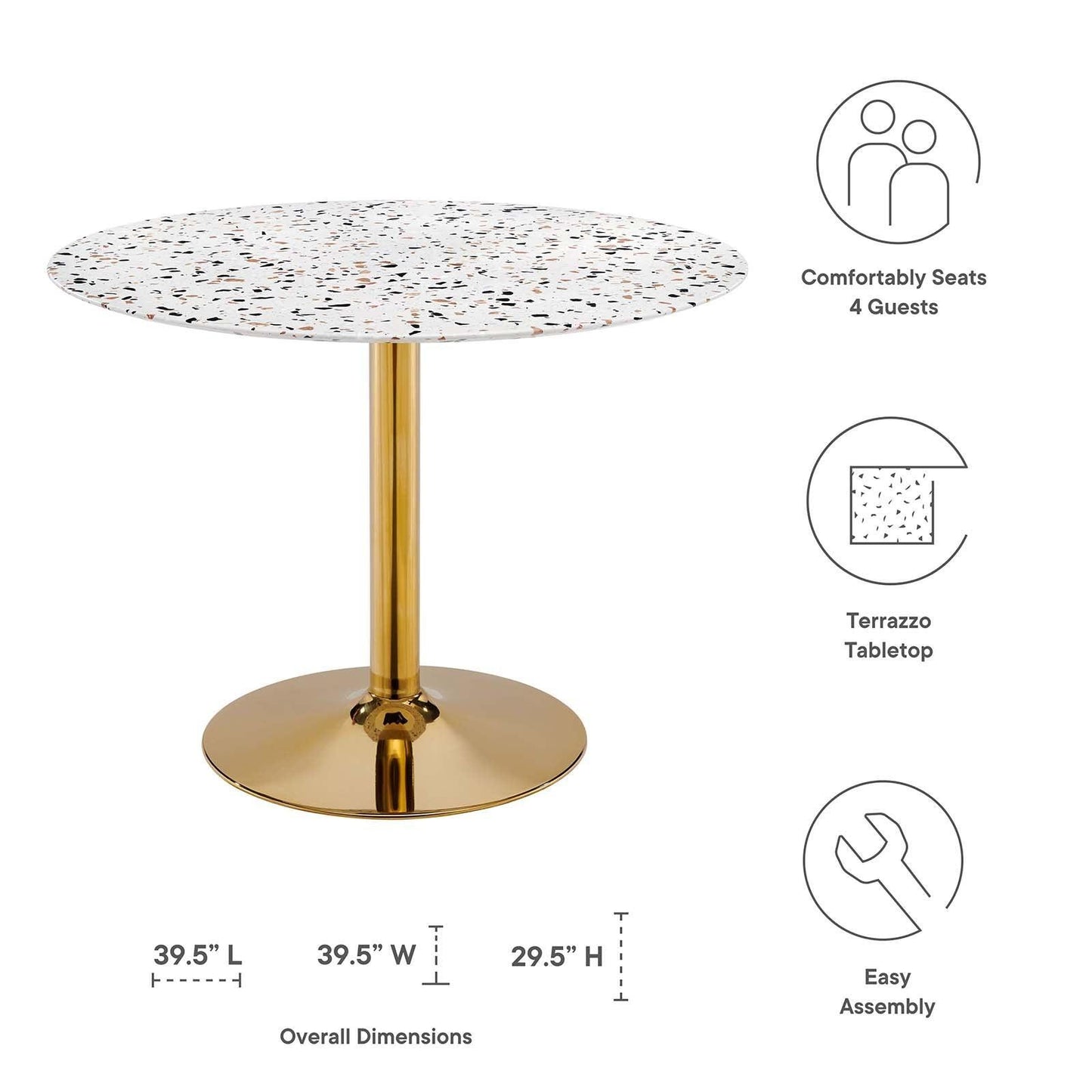 Modway Verne 40" Round Terrazzo Dining Table FredCo
