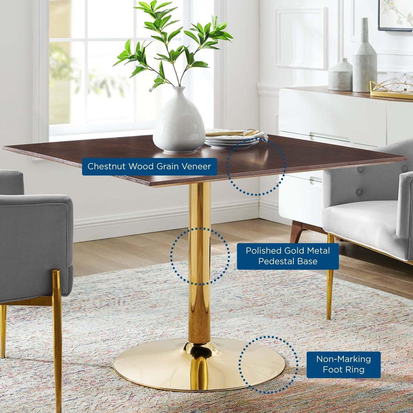 Modway Verne 40" Square Dining Table FredCo