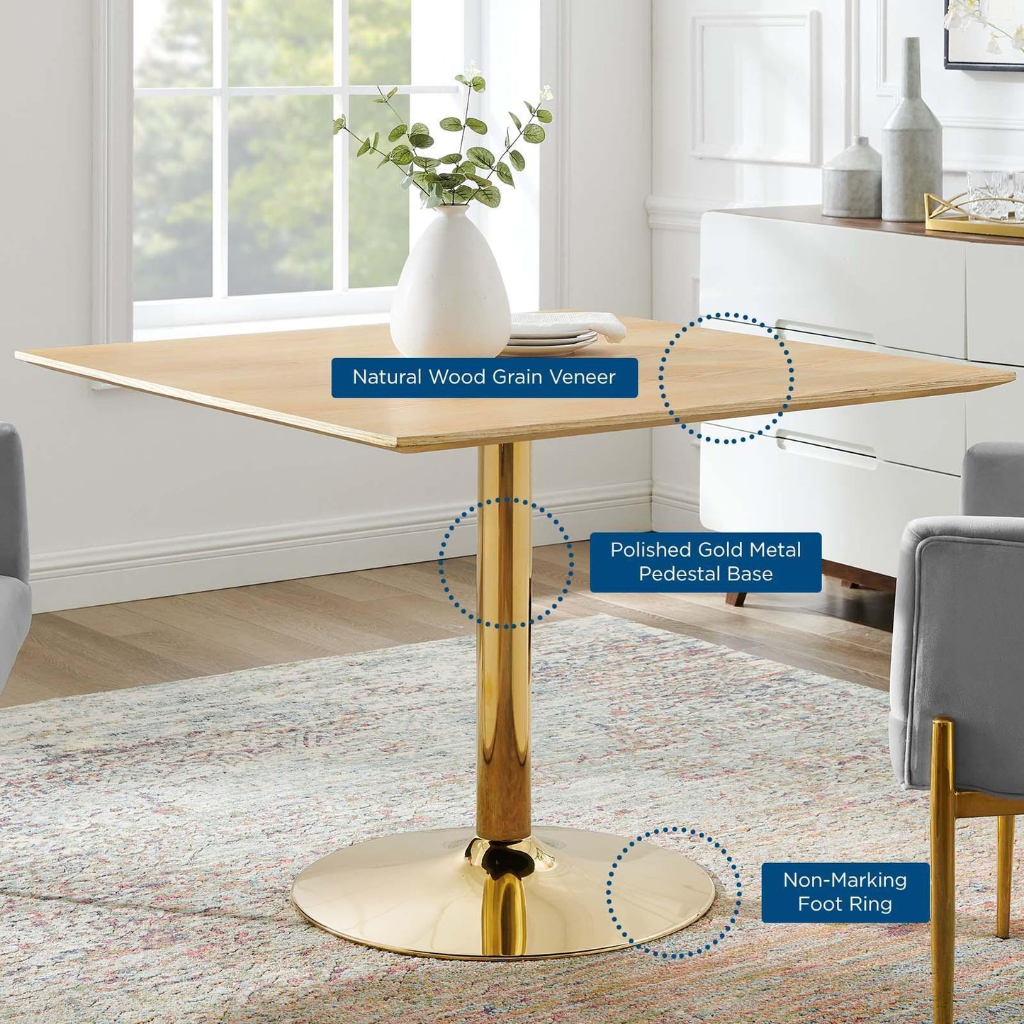 Modway Verne 40" Square Dining Table FredCo