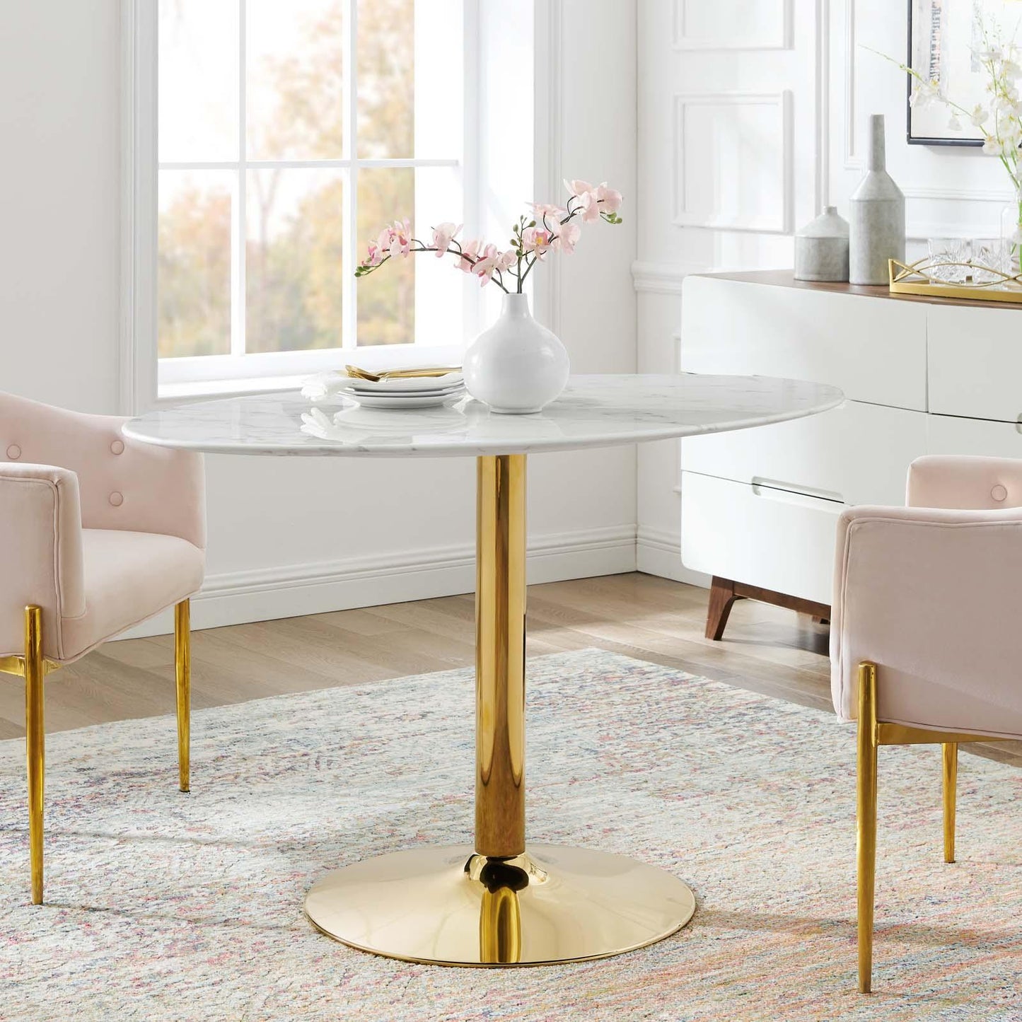 Modway Verne 48" Oval Artificial Marble Dining Table FredCo