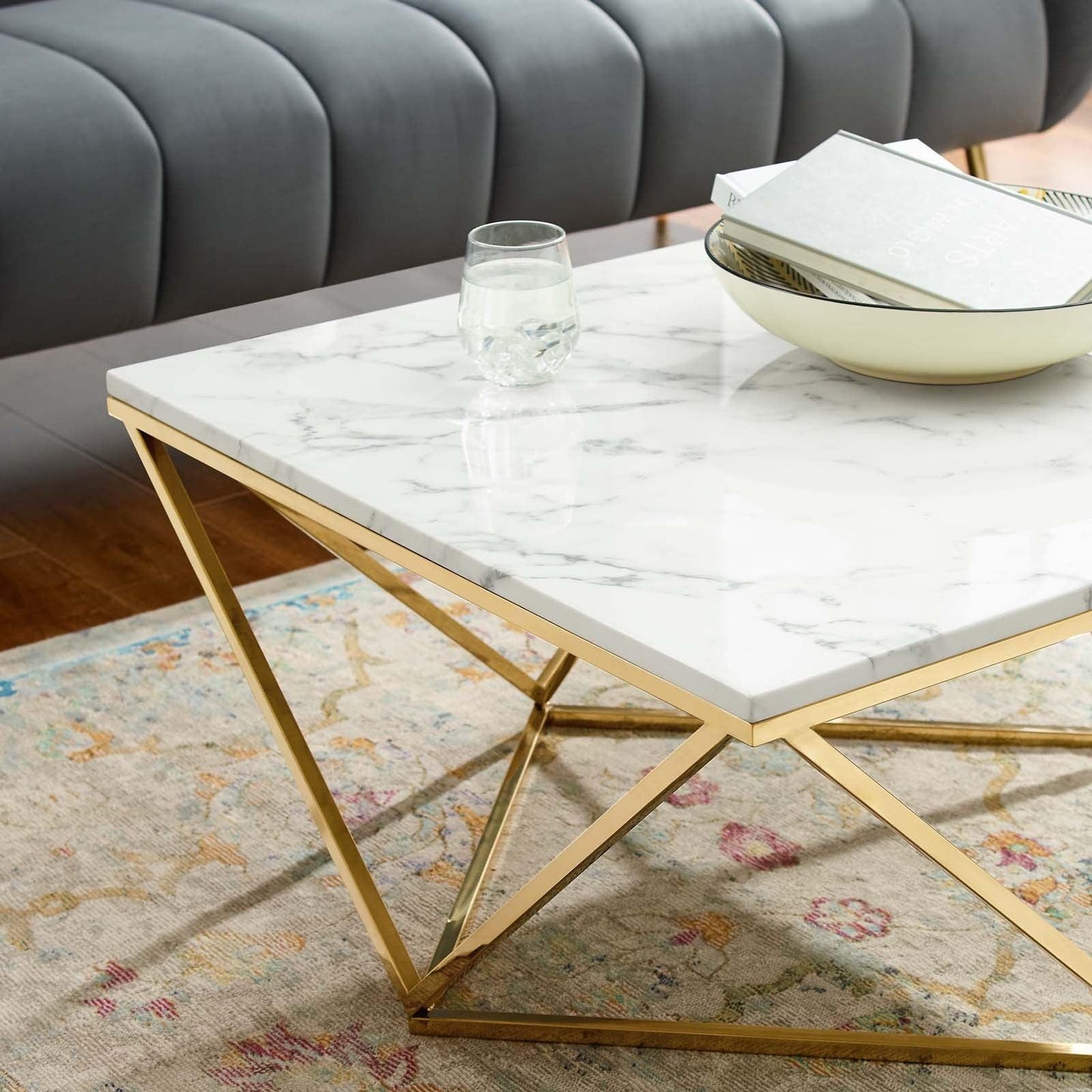Modway Vertex Gold Metal Stainless Steel Coffee Table FredCo