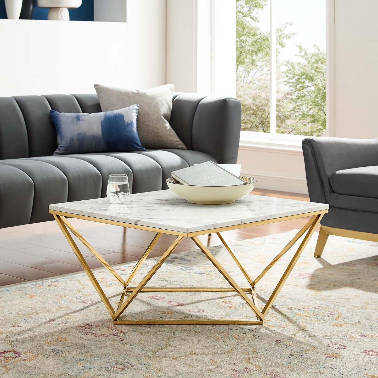 Modway Vertex Gold Metal Stainless Steel Coffee Table FredCo