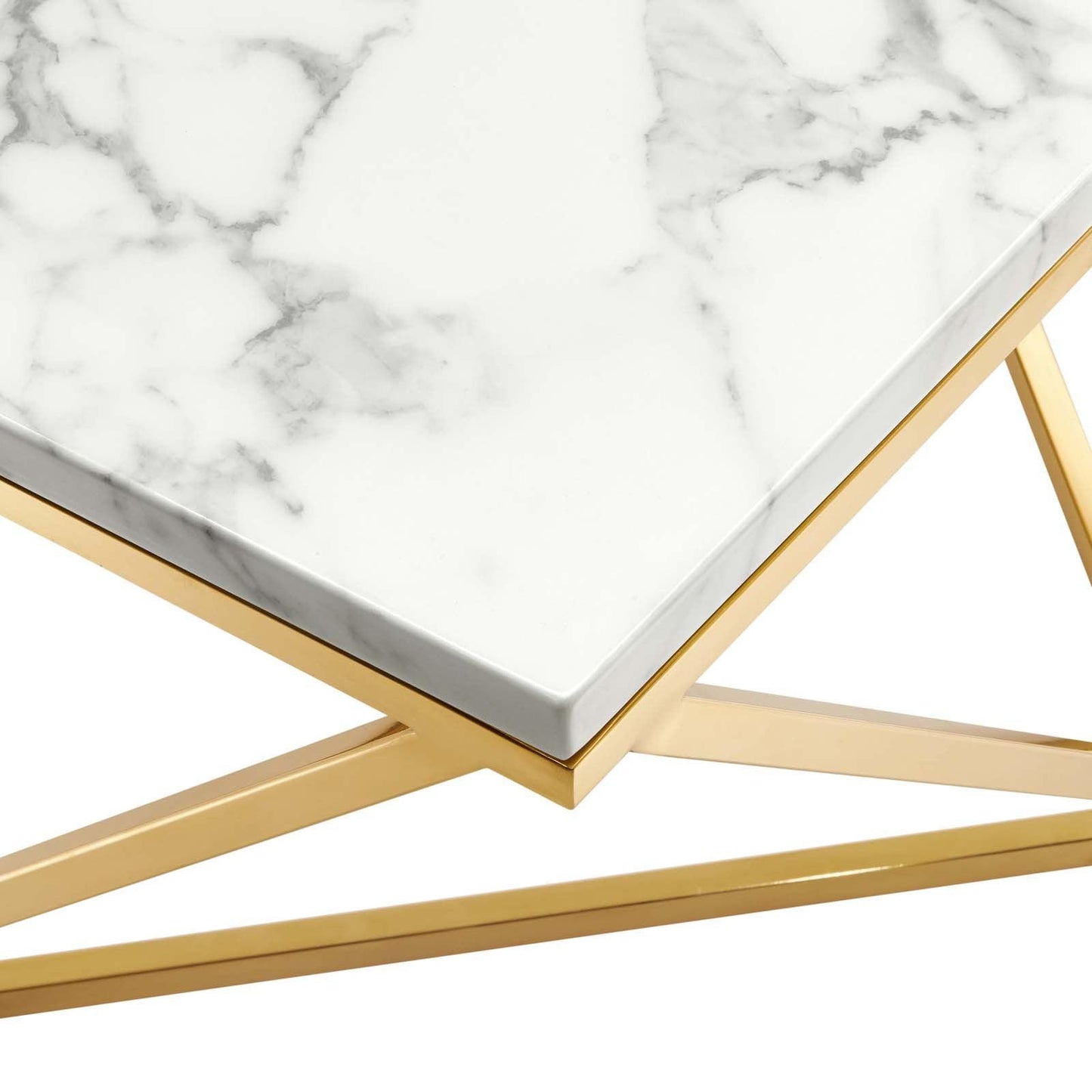 Modway Vertex Gold Metal Stainless Steel Coffee Table FredCo