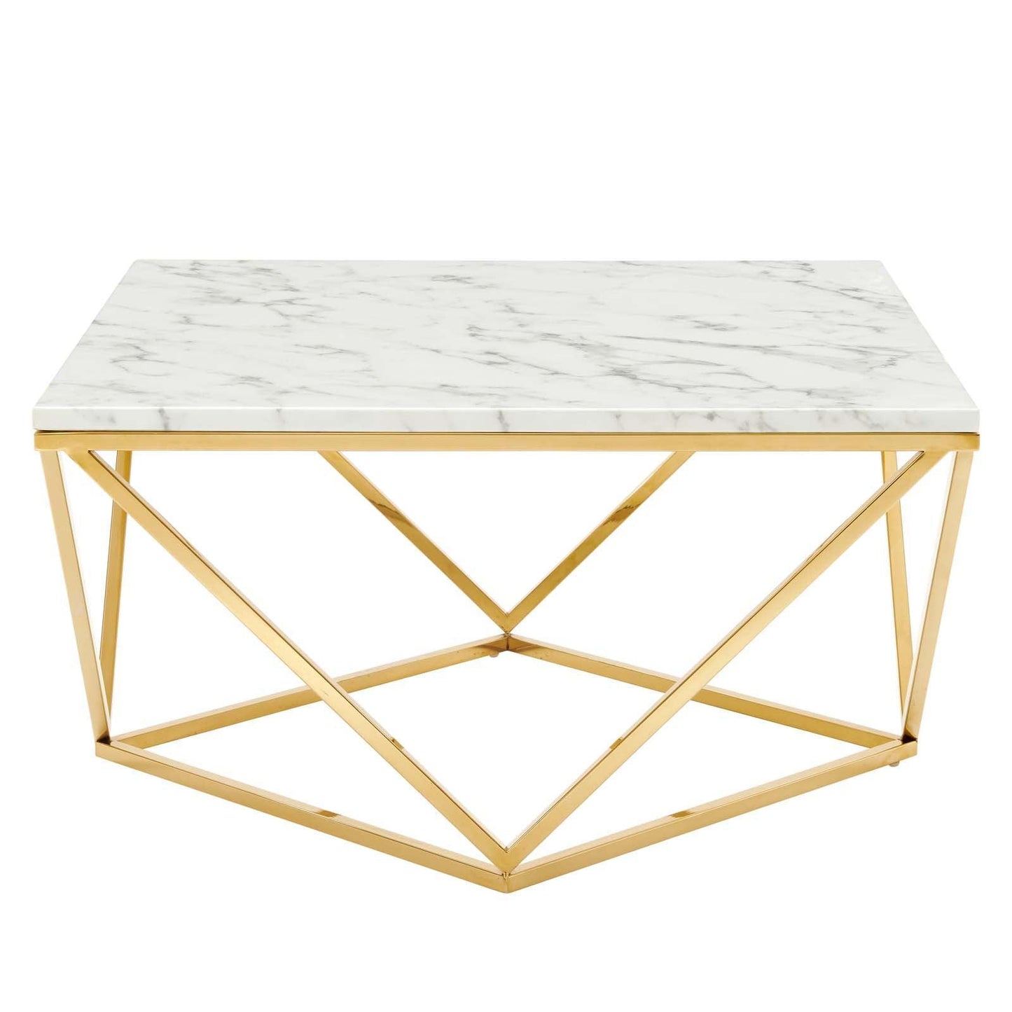 Modway Vertex Gold Metal Stainless Steel Coffee Table FredCo