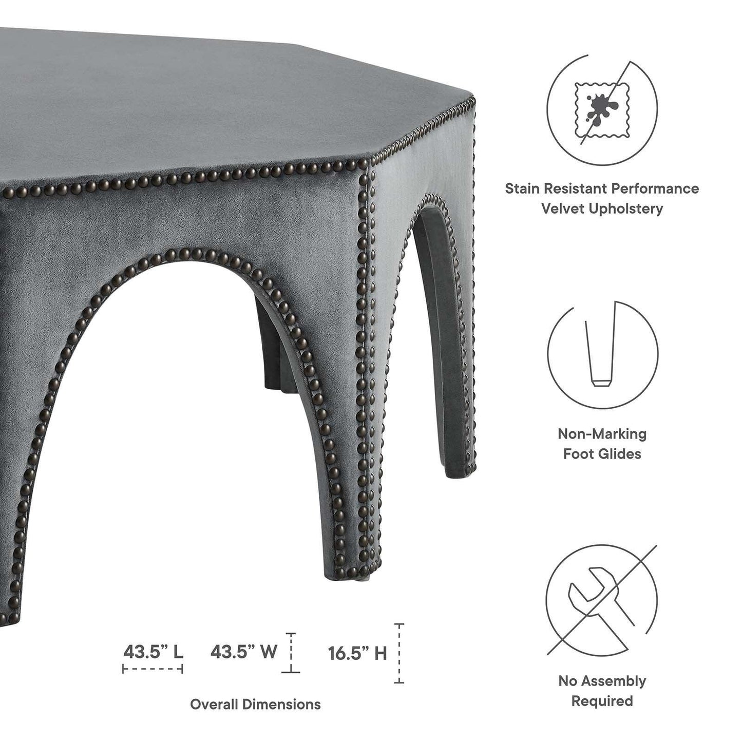 Modway Victory Performance Velvet Ottoman FredCo