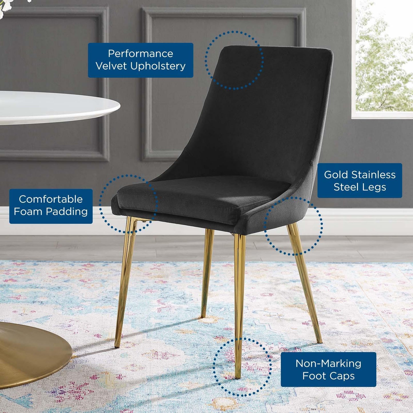 Modway Viscount Modern Accent Performance Velvet Dining Chair FredCo