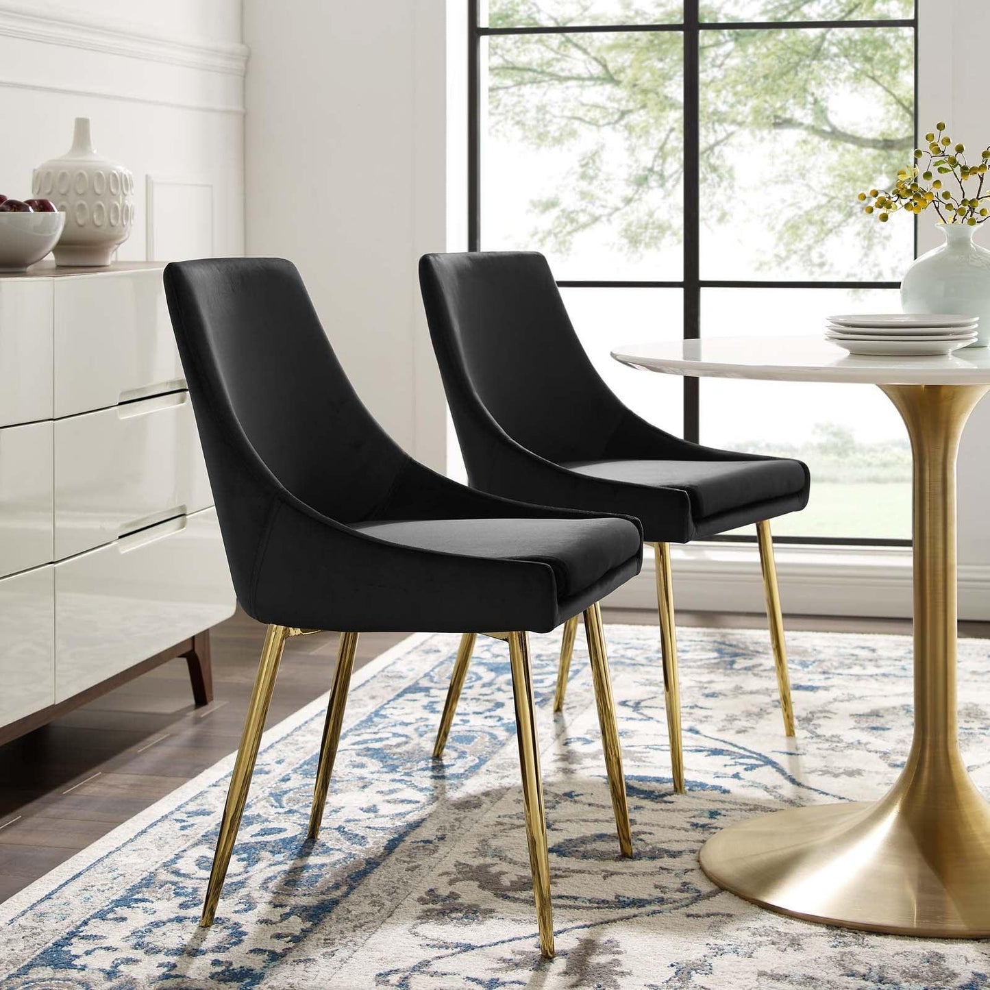 Modway Viscount Performance Velvet Dining Chairs - Set of 2 FredCo