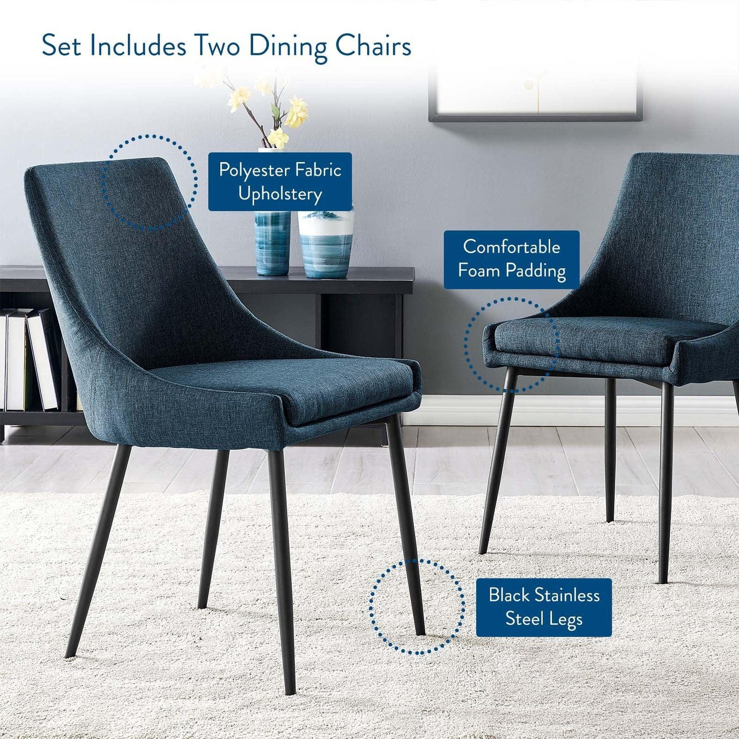 Modway Viscount Upholstered Fabric Dining Chairs - Set of 2 FredCo