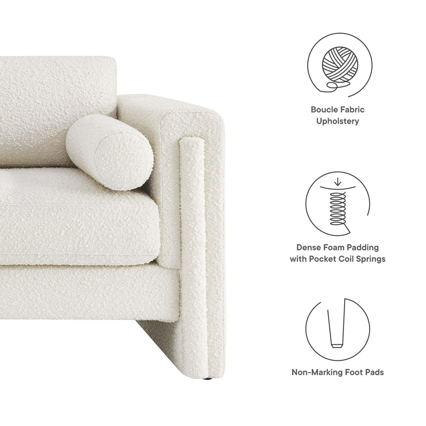 Modway Visible Boucle Fabric Sofa, EEI-6378 FredCo