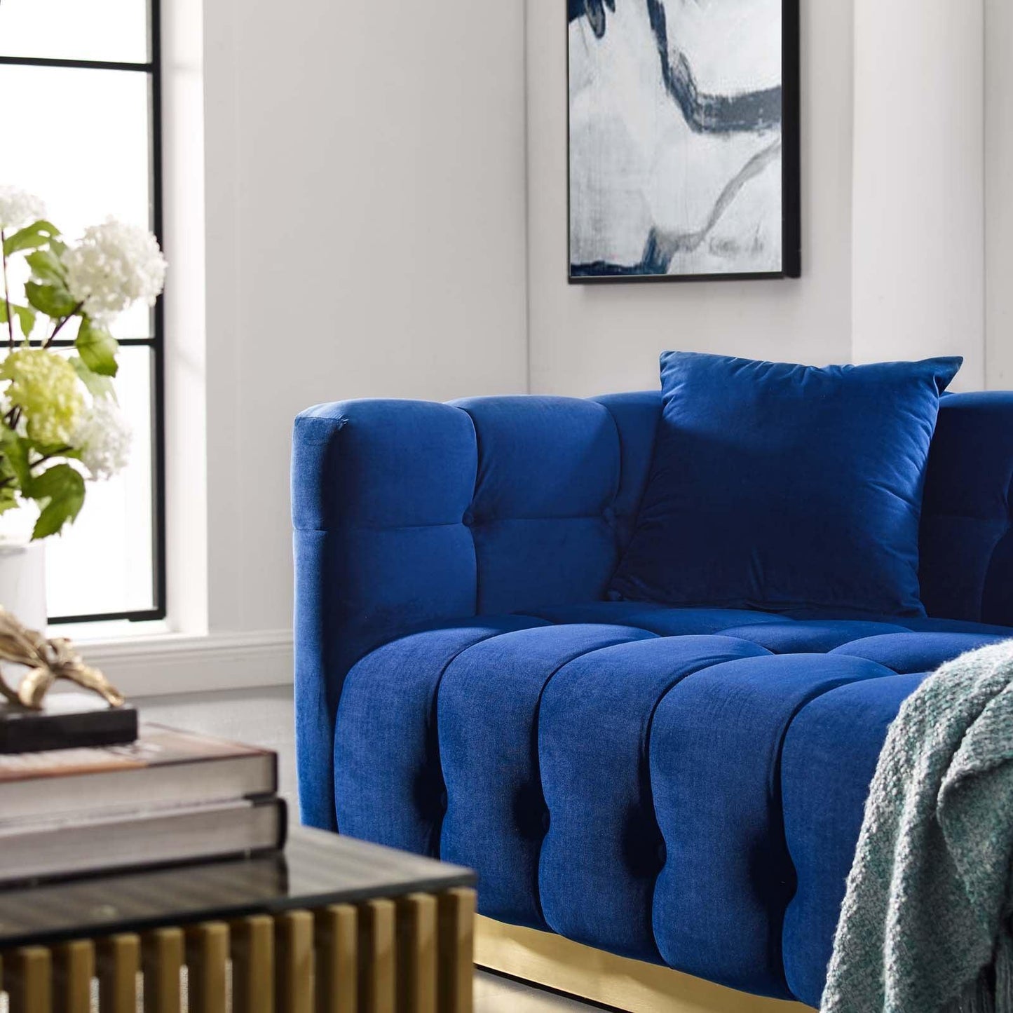 Modway Vivacious Biscuit Tufted Performance Velvet Sofa FredCo