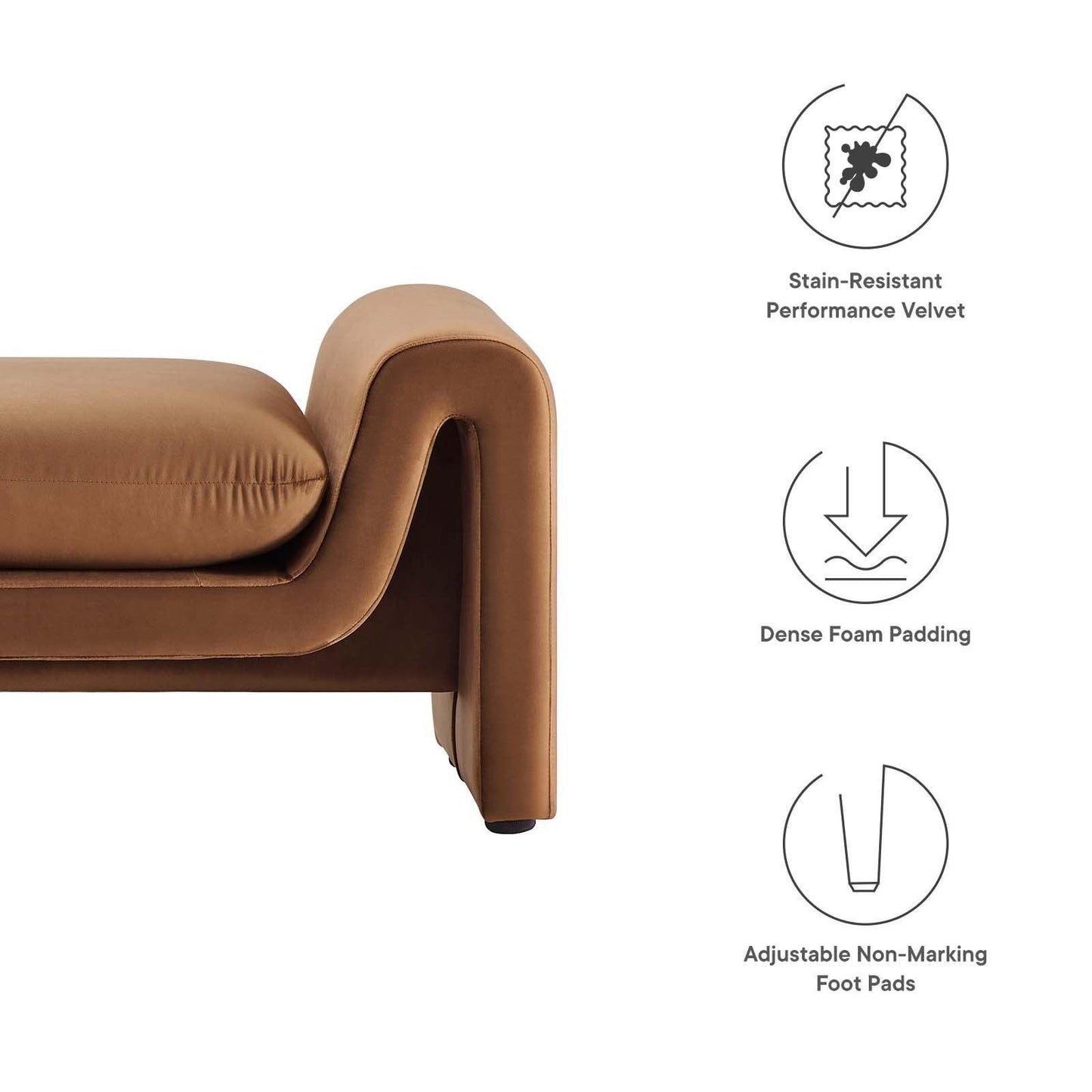 Modway Waverly Performance Velvet Bench FredCo