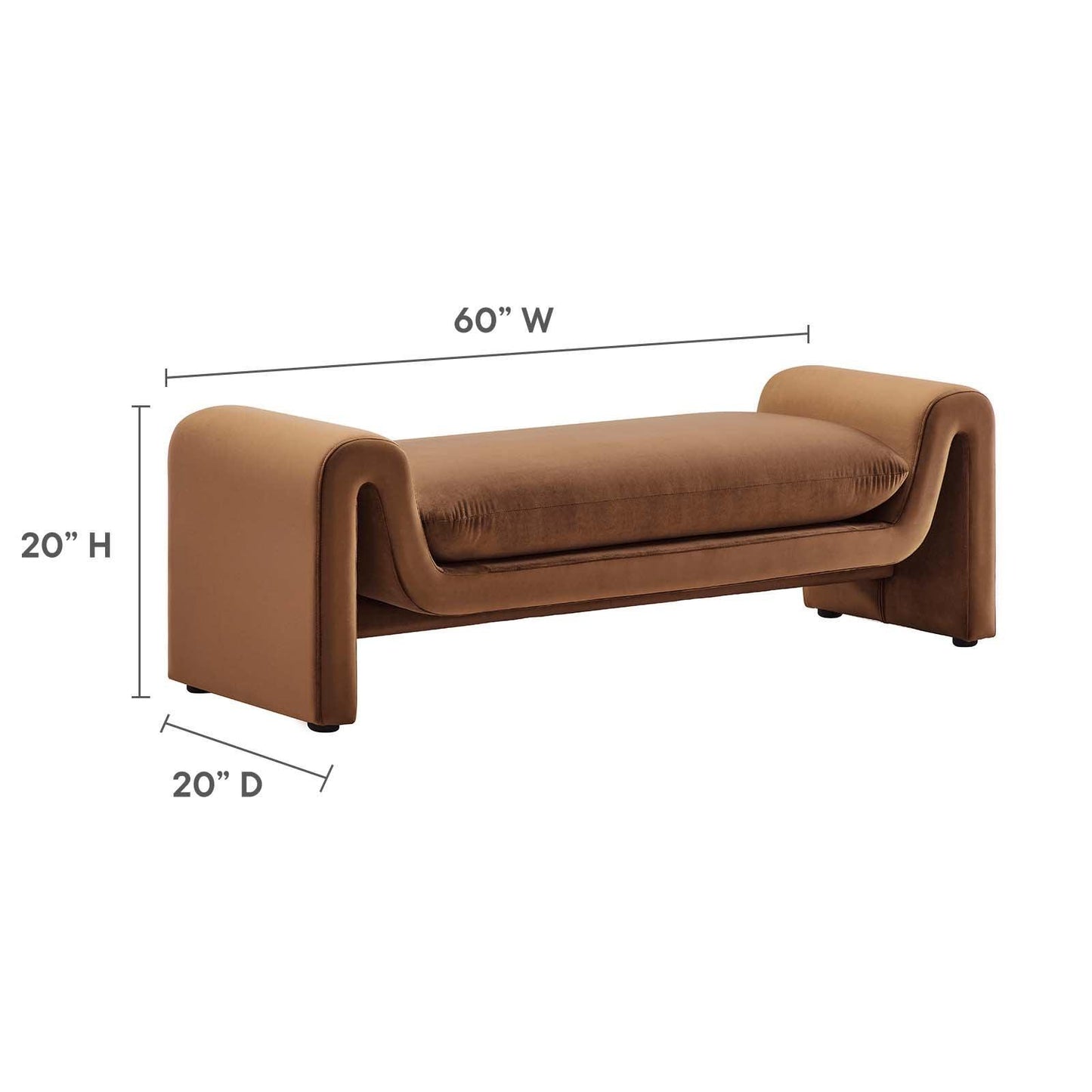 Modway Waverly Performance Velvet Bench FredCo