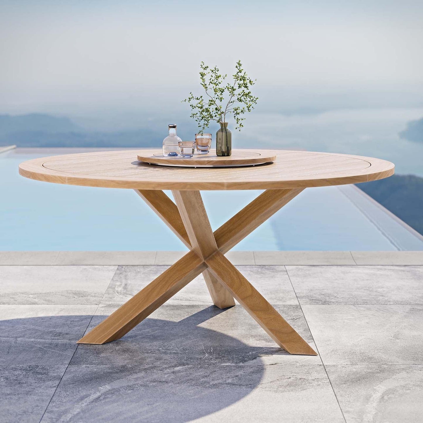 Modway Wellspring 63" Outdoor Patio Teak Wood Dining Table FredCo