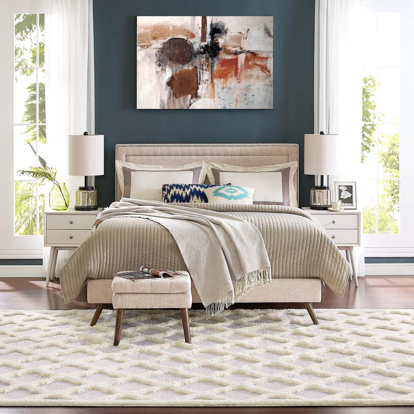 Modway Whimsical Regale Abstract Moroccan Trellis Shag Area Rug FredCo