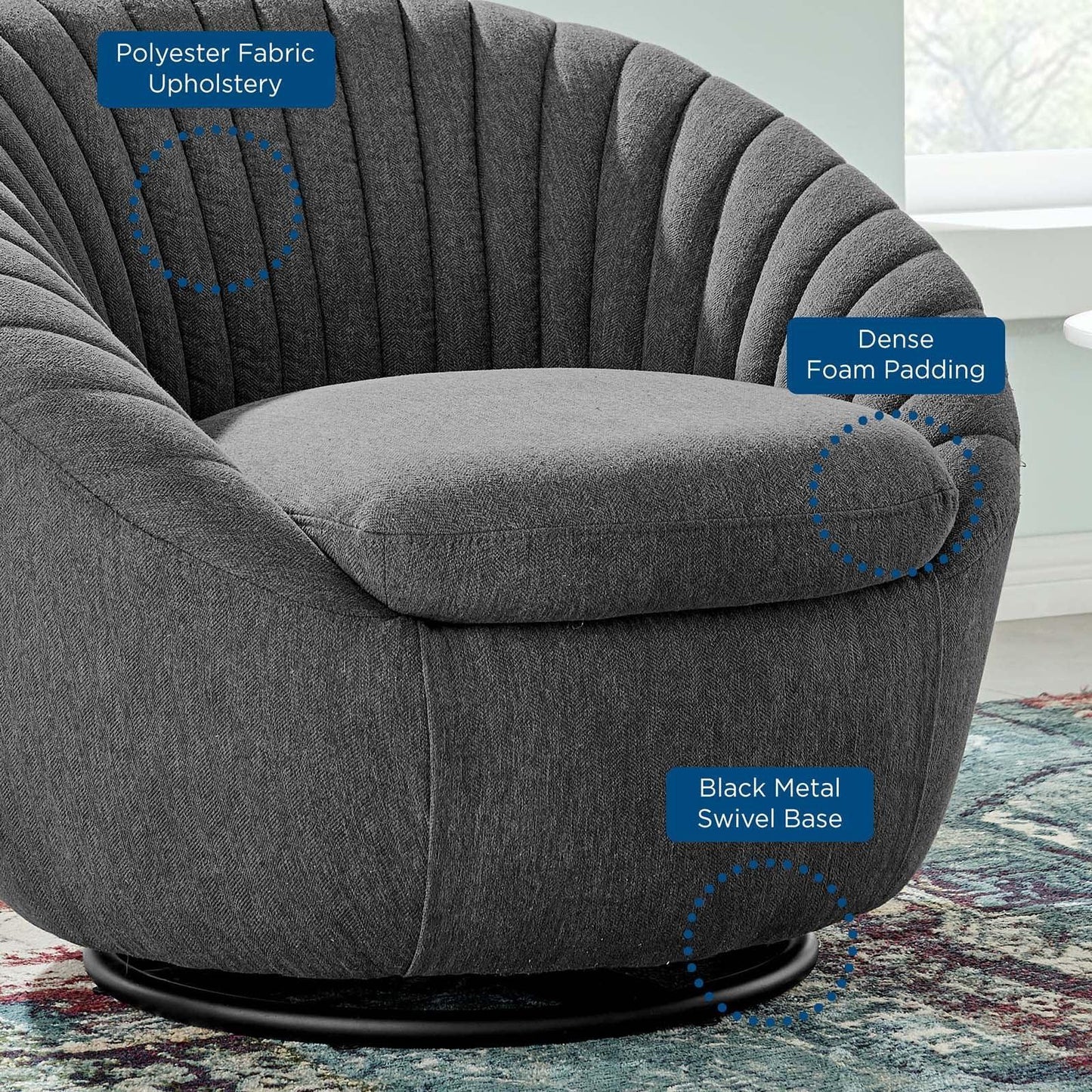 Modway Whirr Tufted Fabric Swivel Chair FredCo