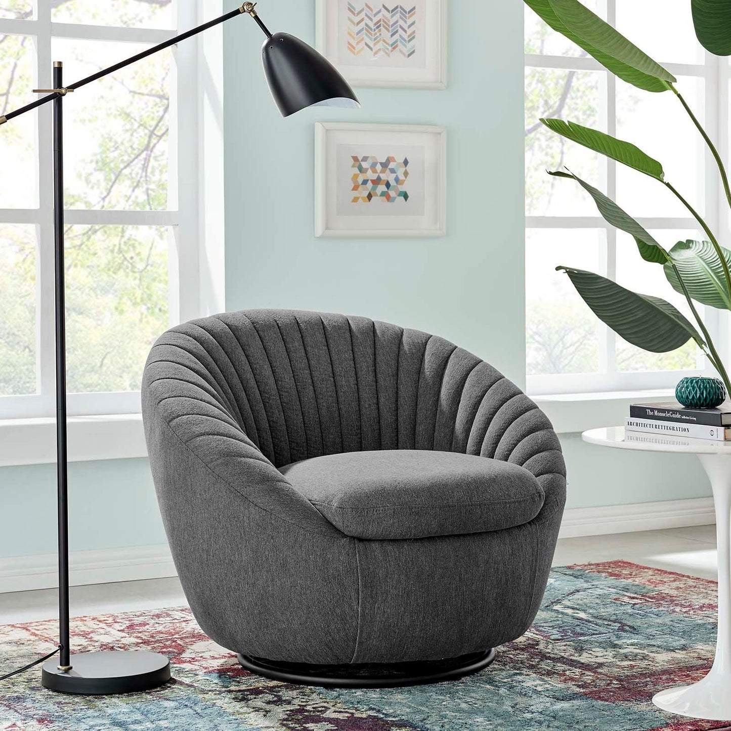Modway Whirr Tufted Fabric Swivel Chair FredCo