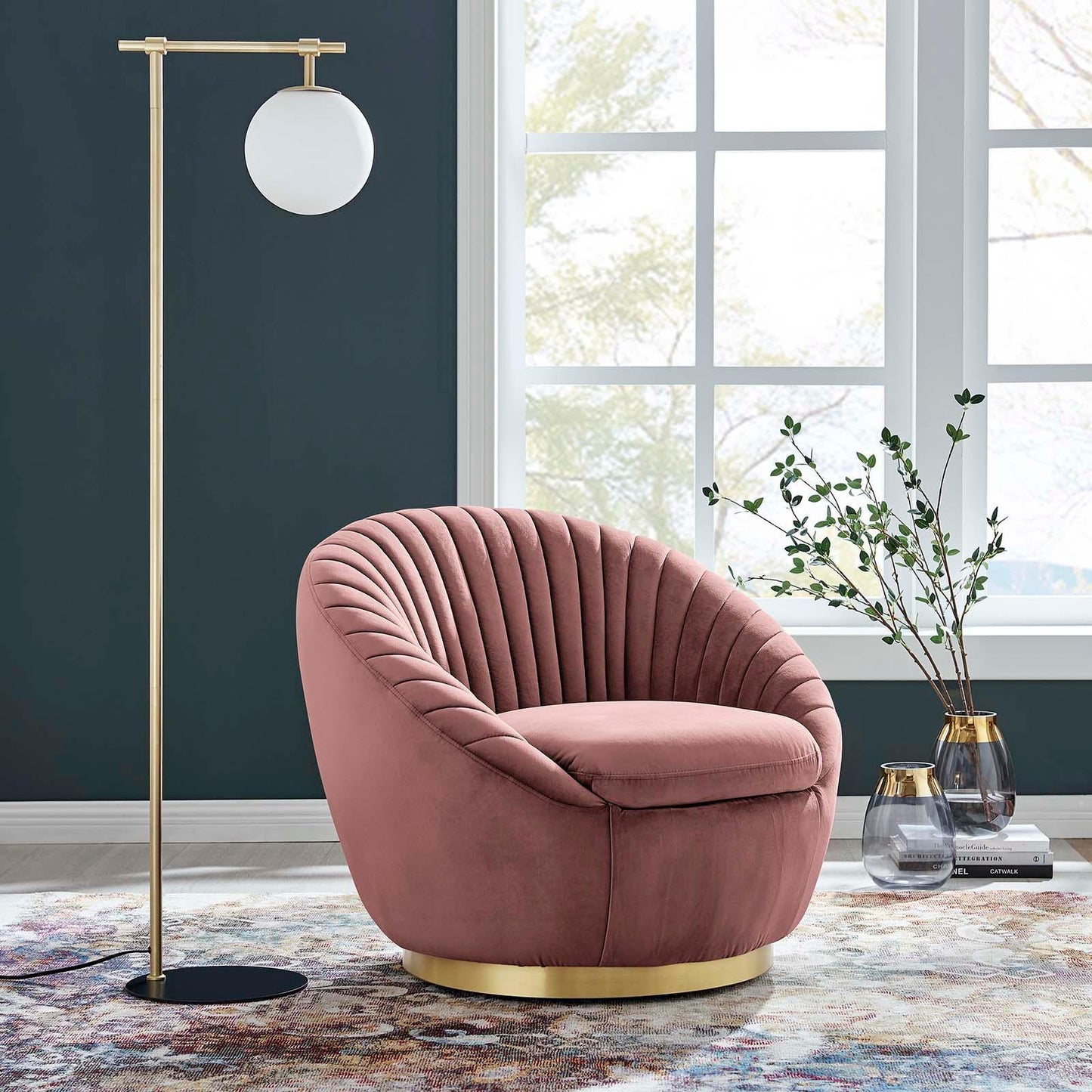 Modway Whirr Tufted Performance Velvet Swivel Chair FredCo