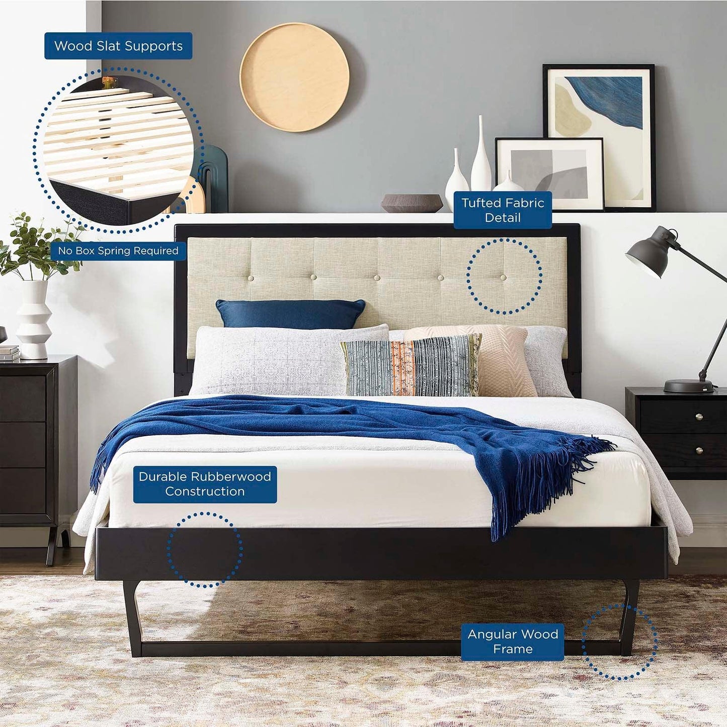 Modway Willow King Wood Platform Bed With Angular Frame FredCo