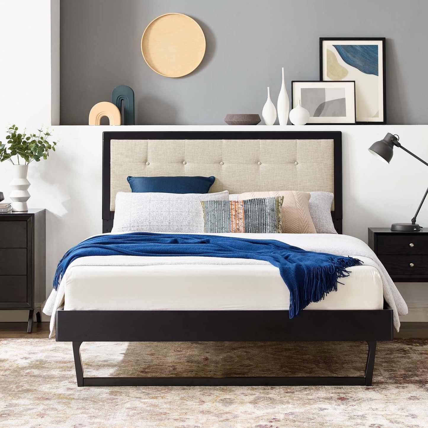 Modway Willow King Wood Platform Bed With Angular Frame FredCo