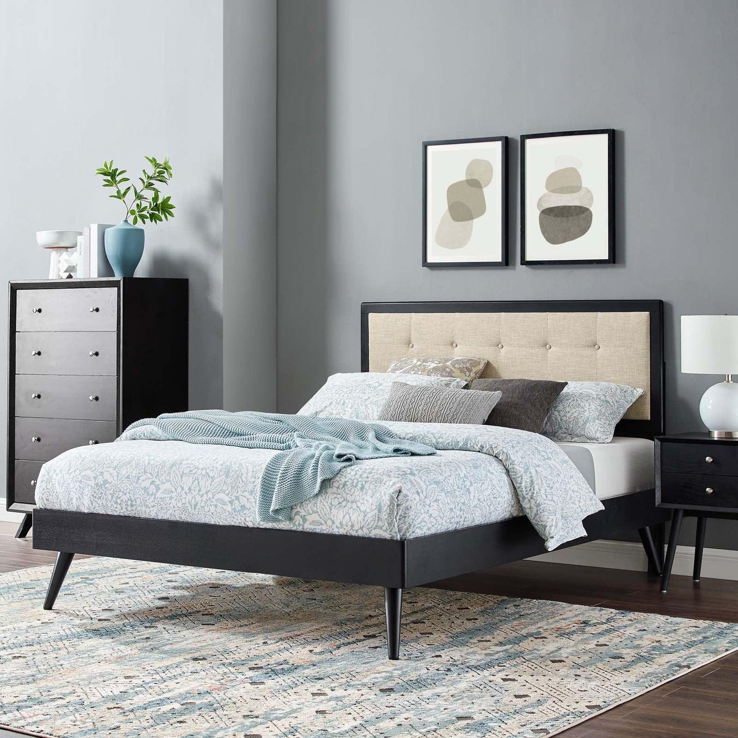 Modway Willow Queen Wood Platform Bed With Splayed Legs FredCo