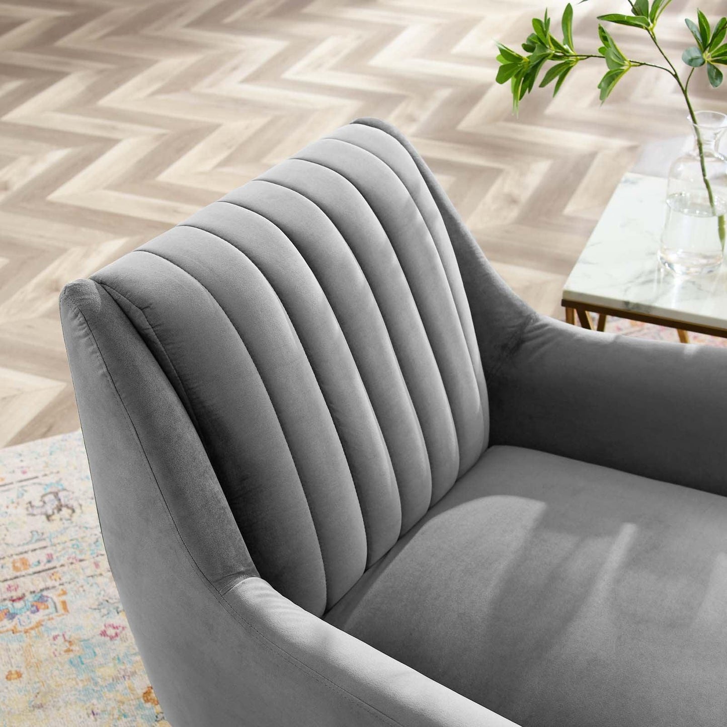 Modway Winsome Channel Tufted Performance Velvet Armchair FredCo