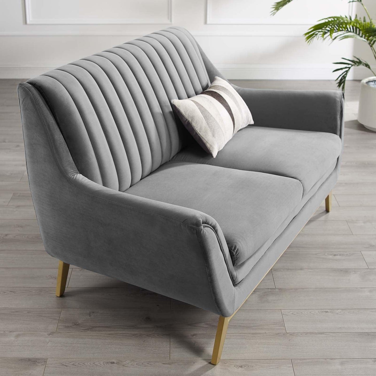 Modway Winsome Channel Tufted Performance Velvet Loveseat FredCo