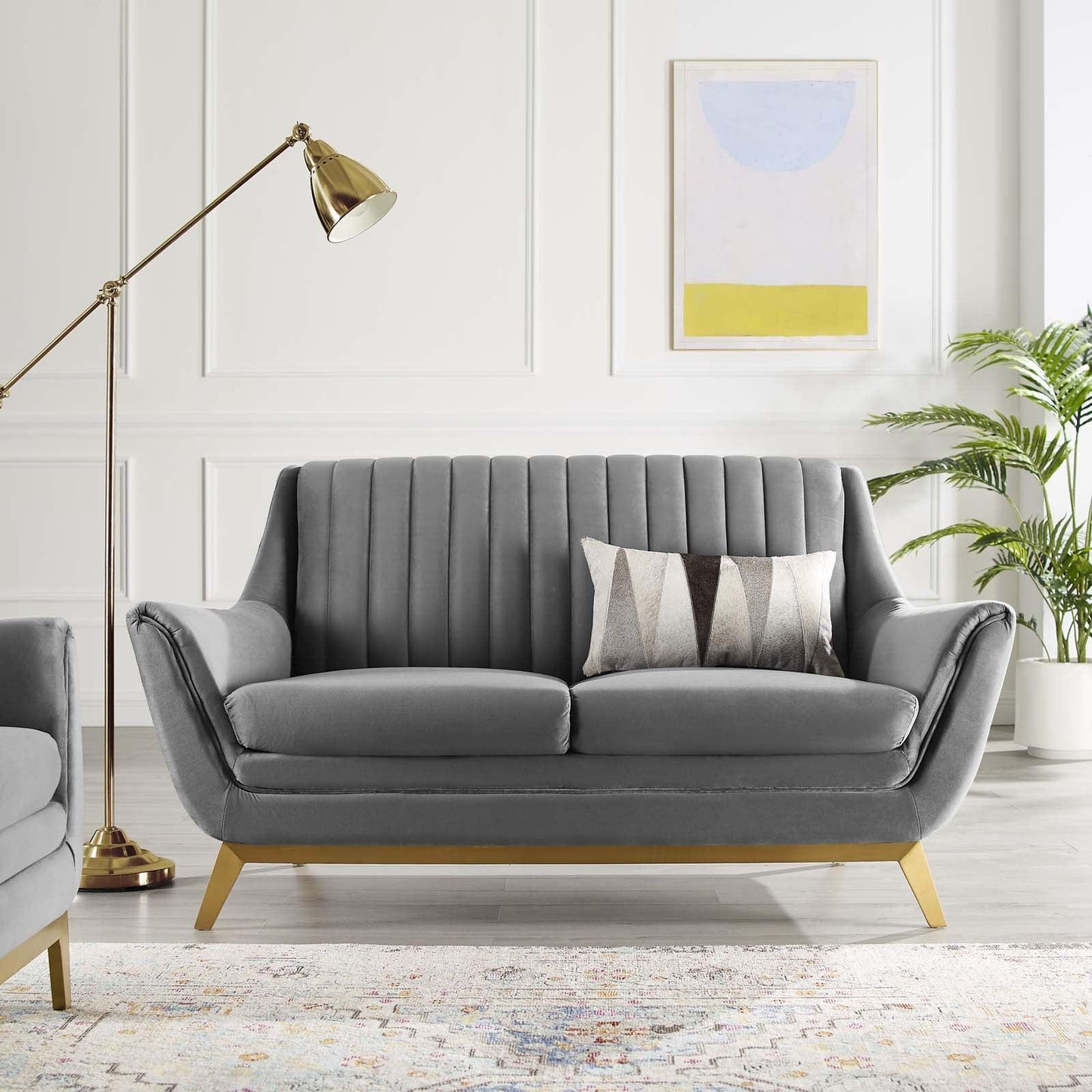 Modway Winsome Channel Tufted Performance Velvet Loveseat FredCo