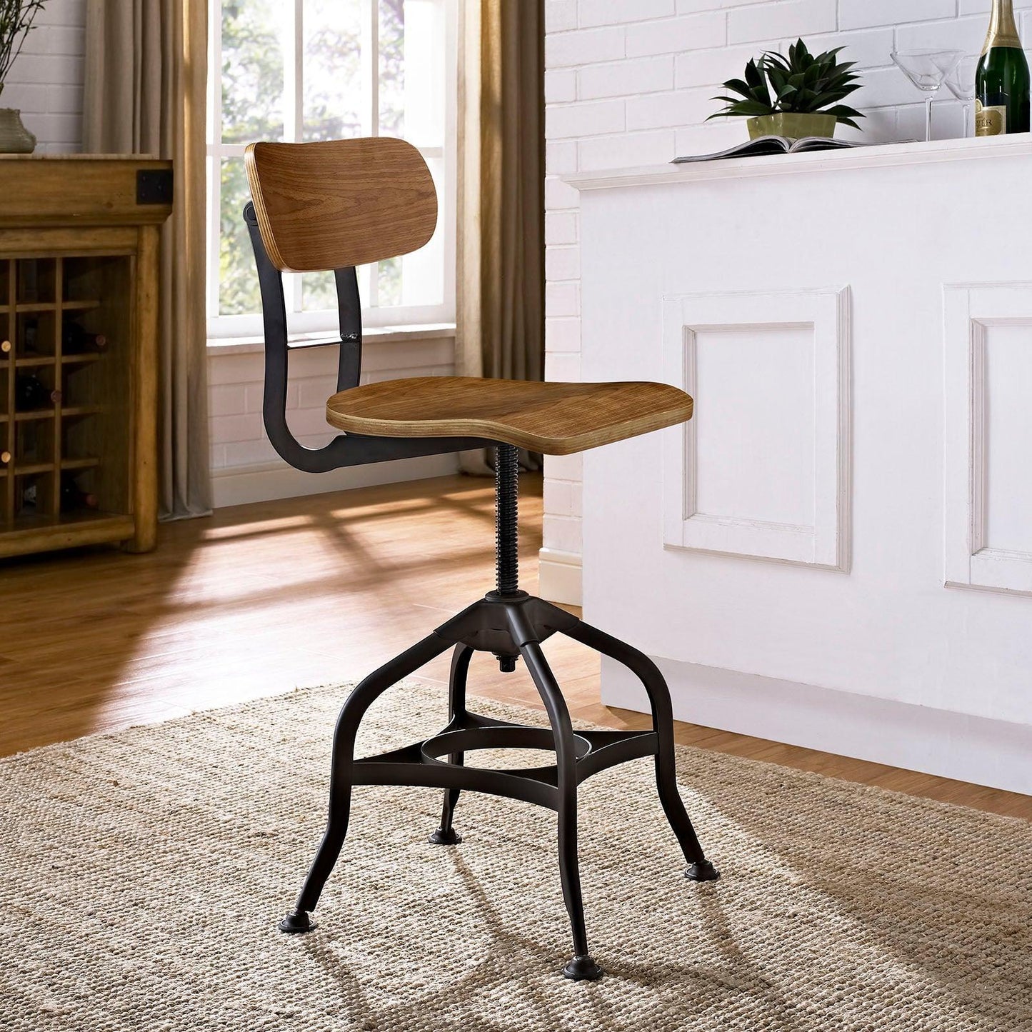 Modway Wood Dining Stool, Brown FredCo