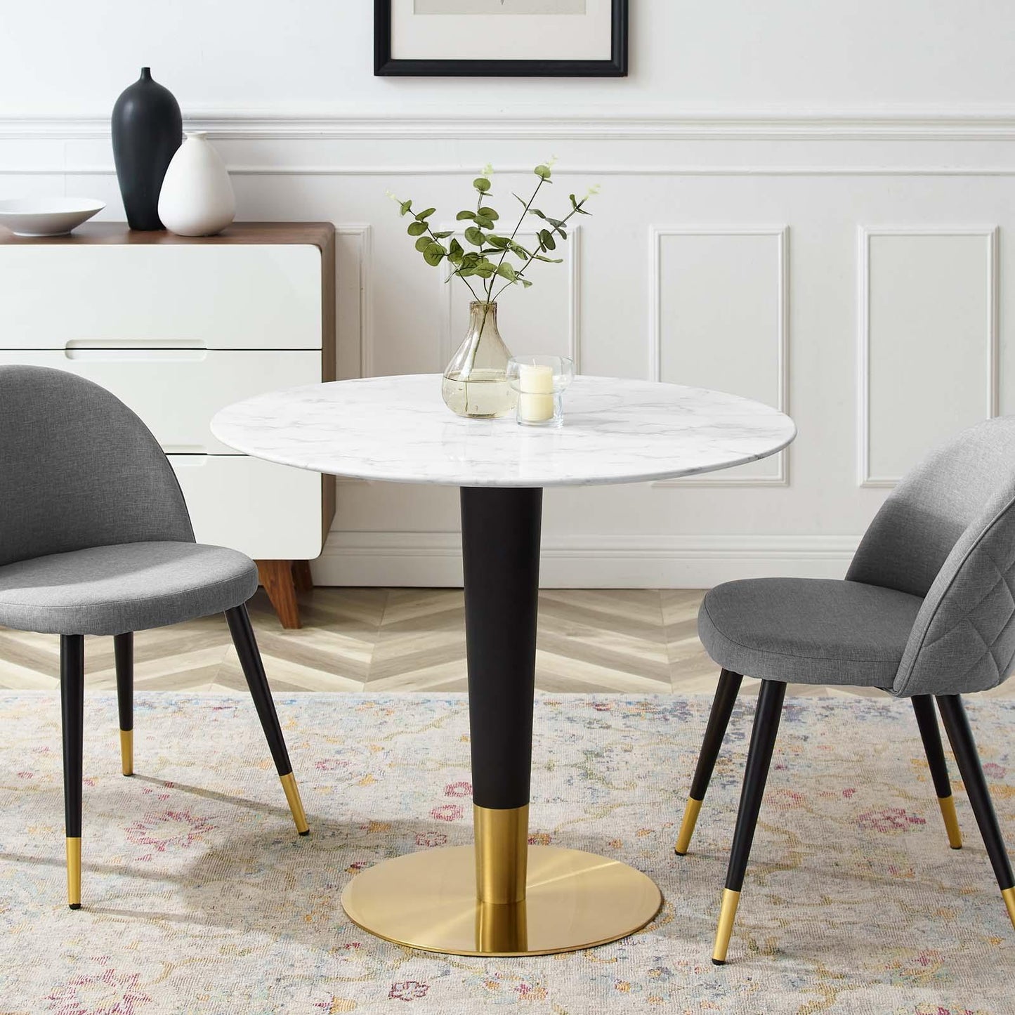 Modway Zinque 36" Artificial Marble Dining Table FredCo