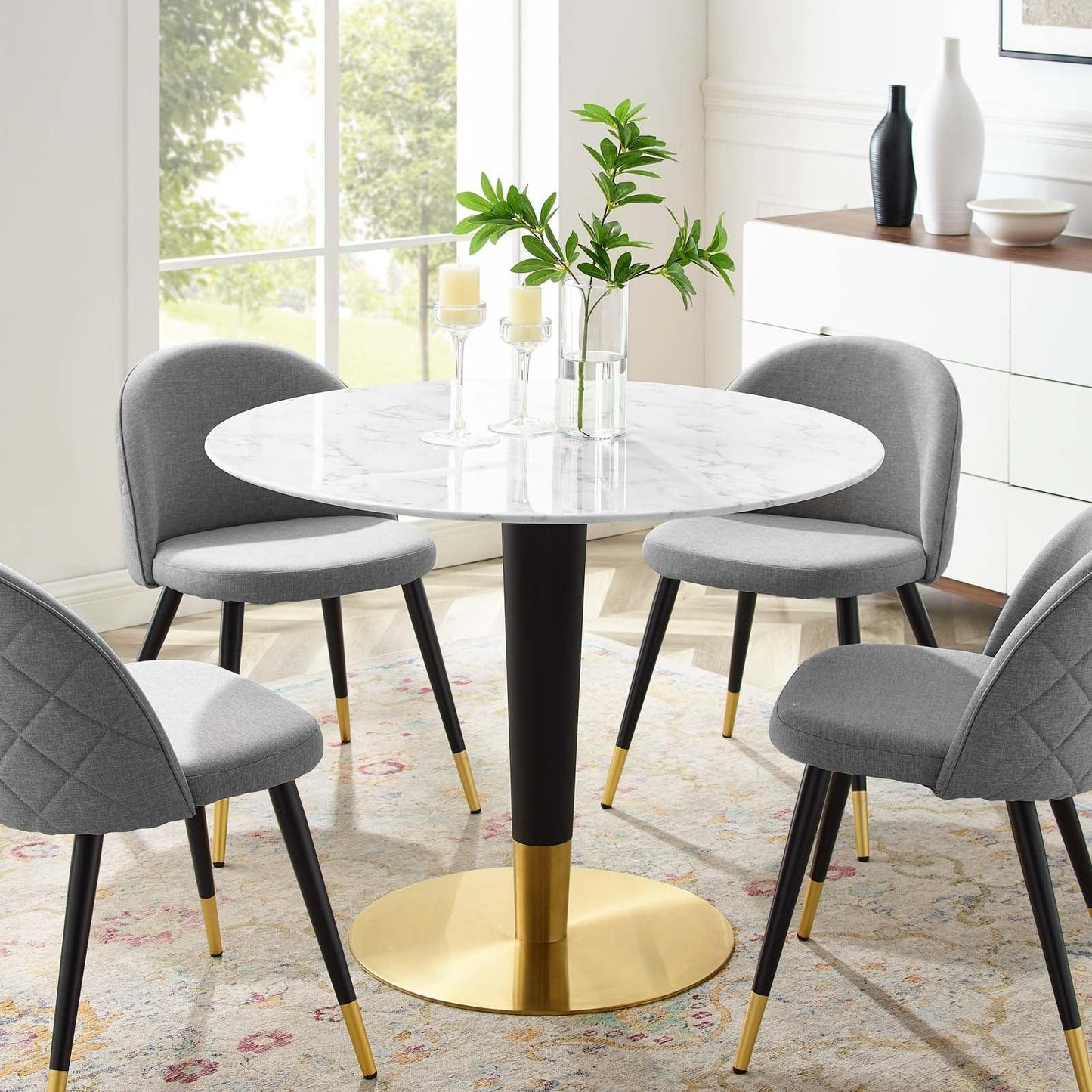 Modway Zinque 40" Artificial Marble Dining Table FredCo