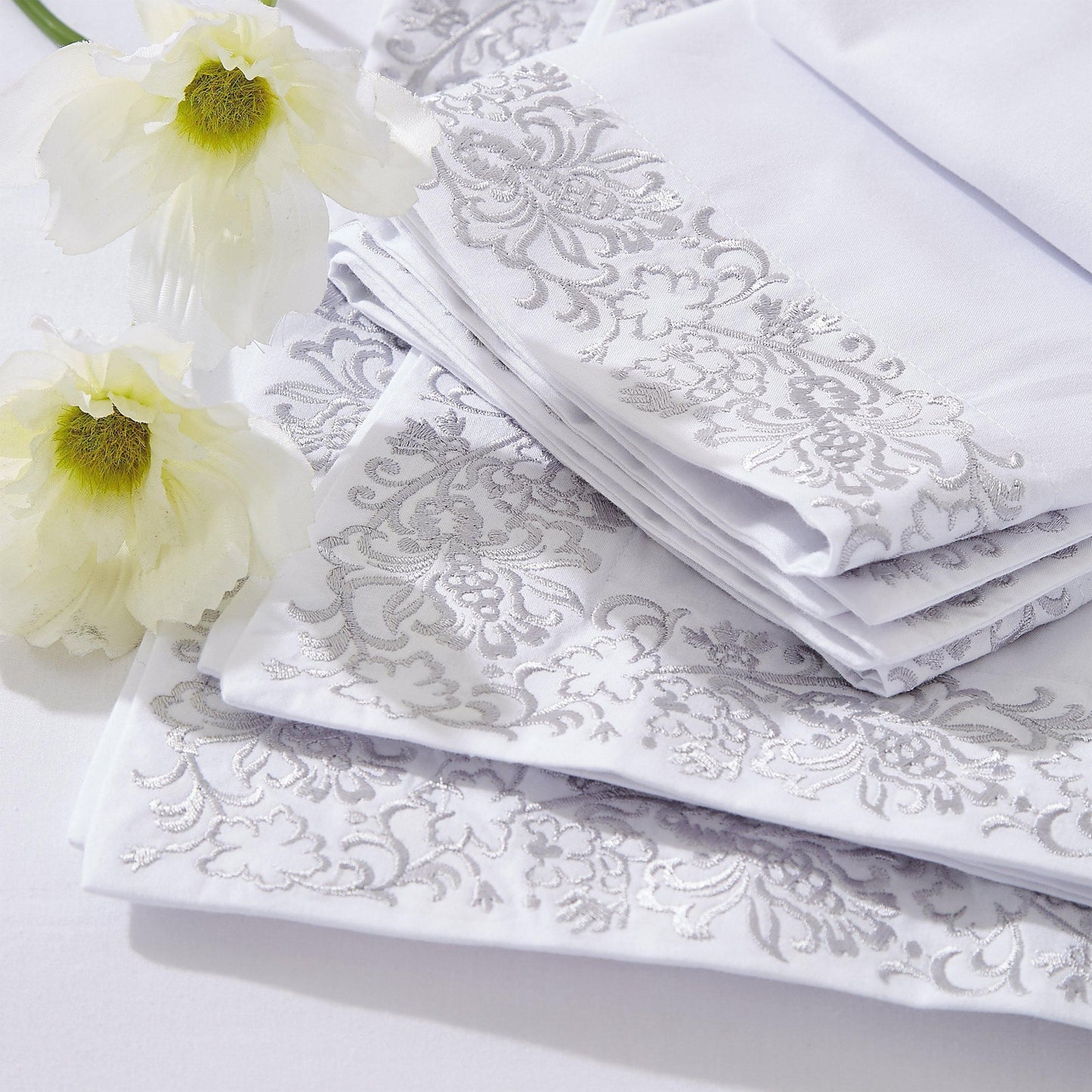 Moonlawn Embroidered Duvet Cover Set, Long-Staple Cotton, 3 Sizes FredCo