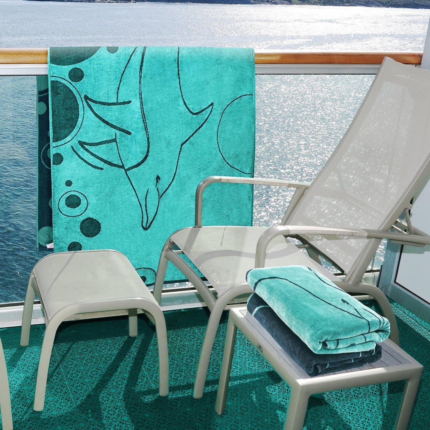 Mystic Dolphin Egyptian Cotton Oversized Beach Towel Set, 2-Pieces FredCo