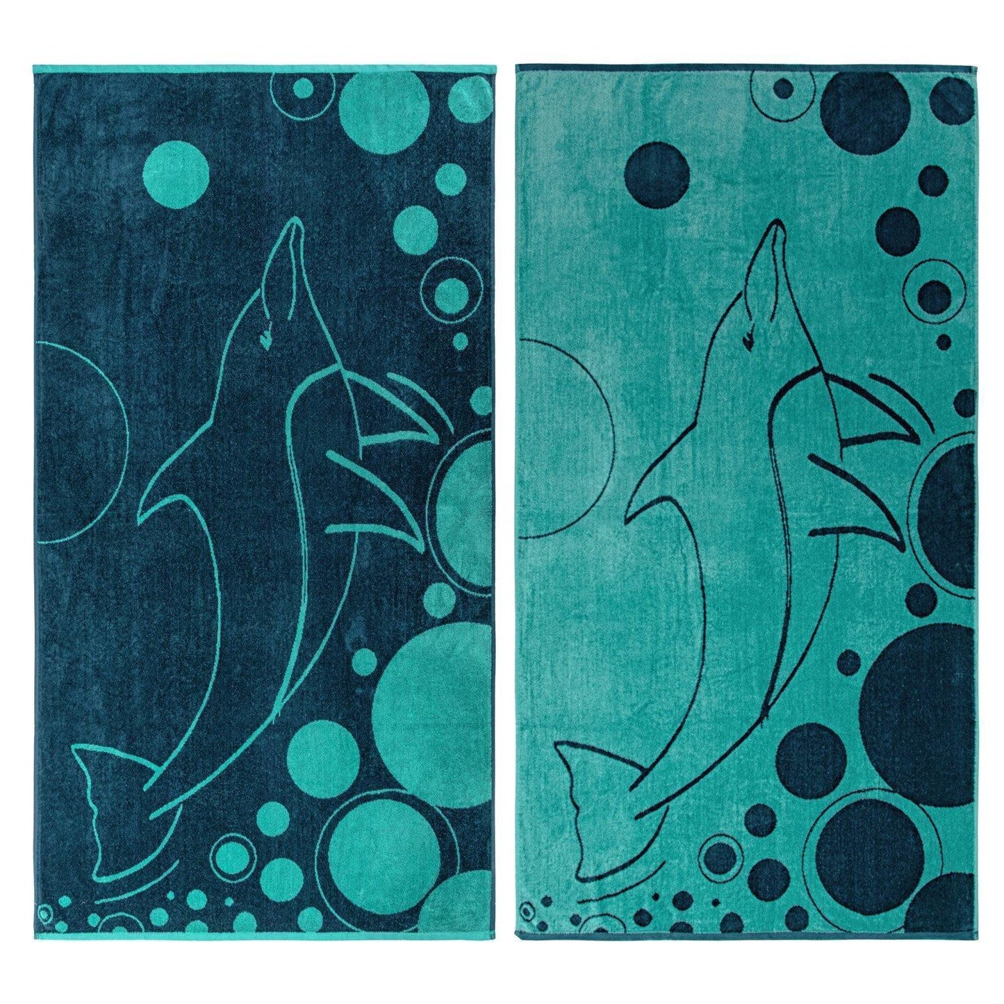 Mystic Dolphin Egyptian Cotton Oversized Beach Towel Set, 2-Pieces FredCo