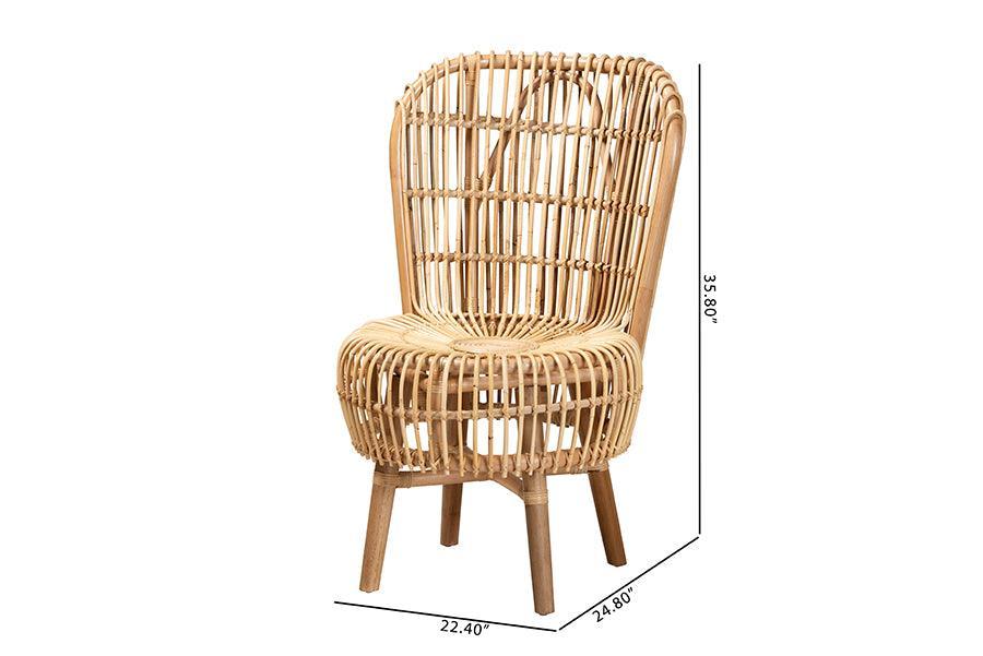 Nagoya Modern Bohemian Natural Rattan Tall Lounge Chair FredCo