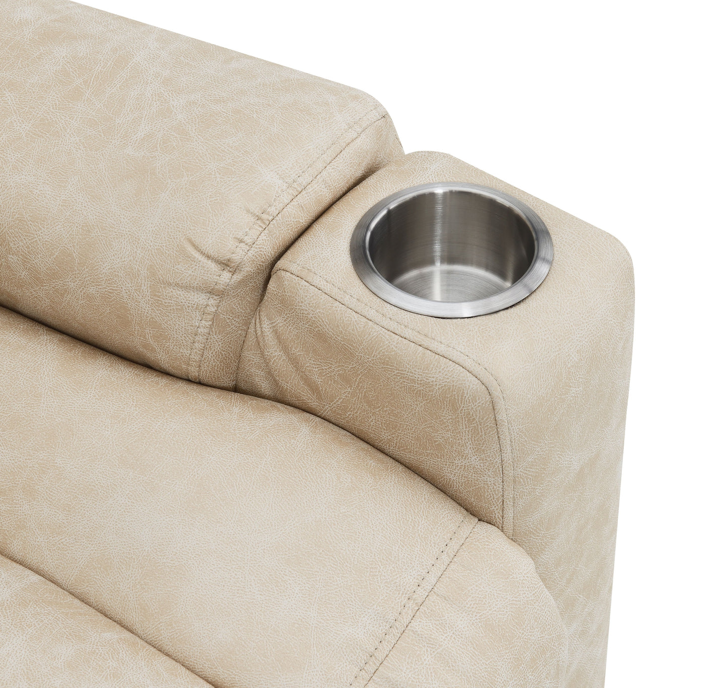 Nairi Ivory Leather Aire Power Motion Recliner with Lift, Heating & Massage Function FredCo