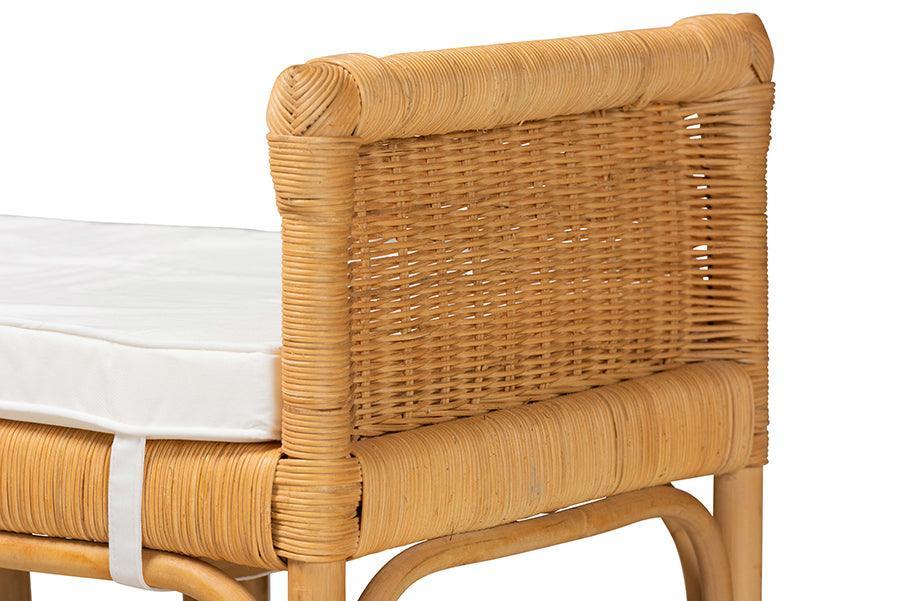 Nairi Modern Bohemian Natural Brown Rattan Bench FredCo