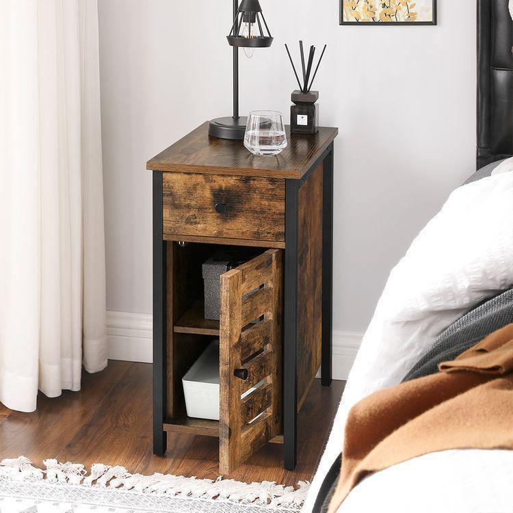 Narrow Side Table Rustic Brown FredCo