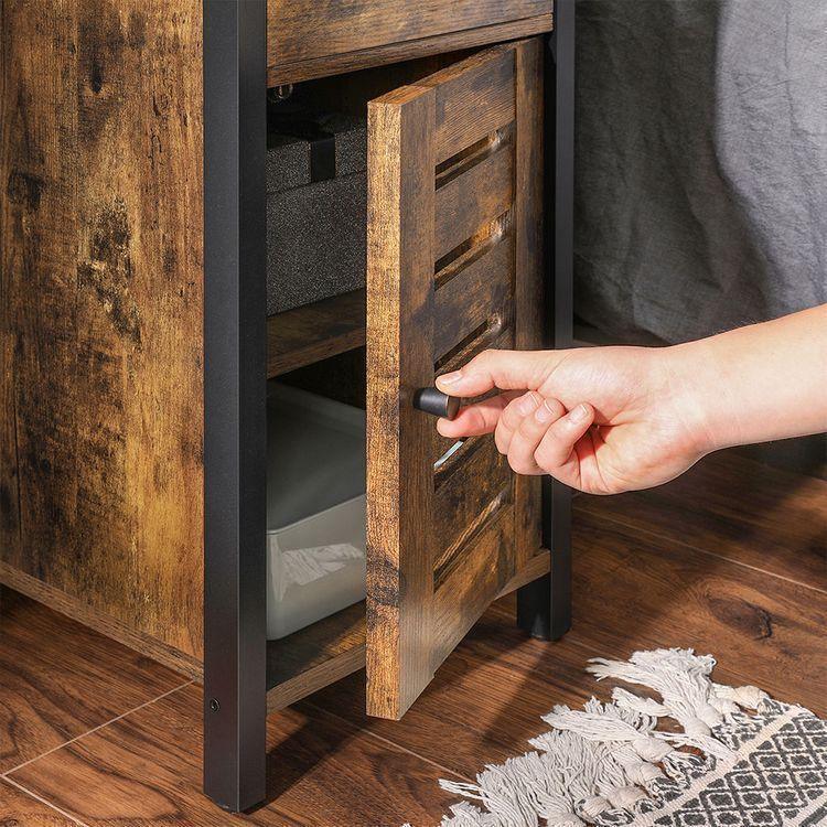 Narrow Side Table Rustic Brown FredCo