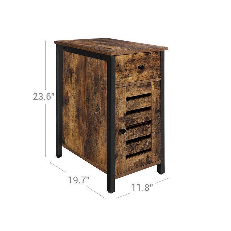 Narrow Side Table Rustic Brown FredCo