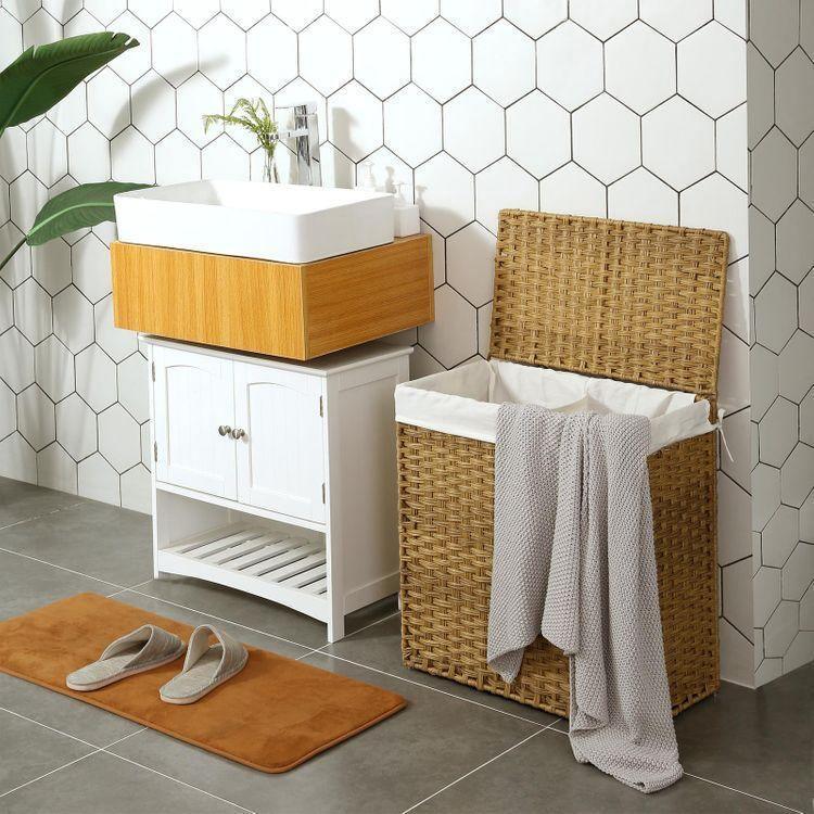 Natural Handwoven Double Laundry Hamper FredCo
