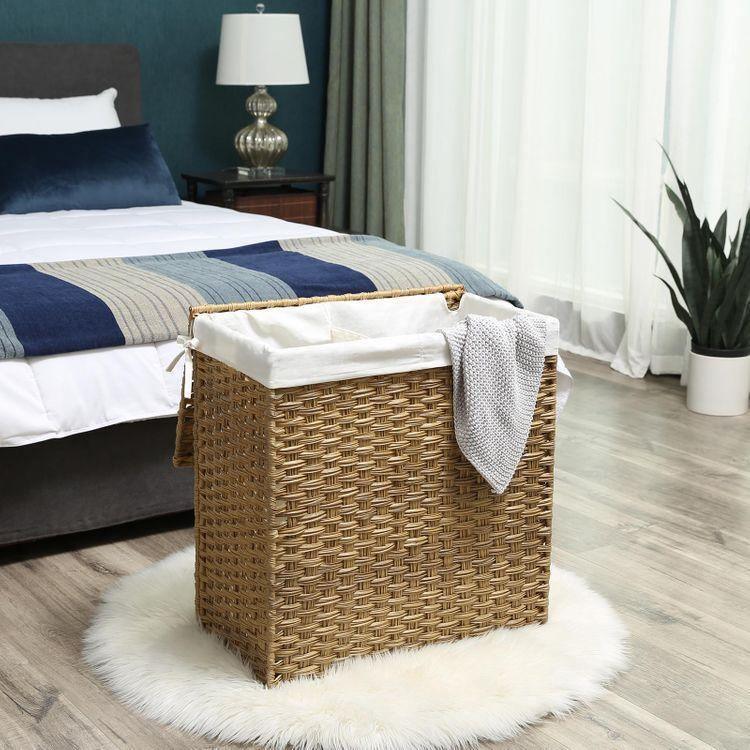 Natural Handwoven Double Laundry Hamper FredCo