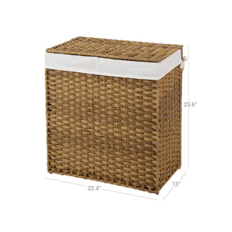 Natural Handwoven Double Laundry Hamper FredCo