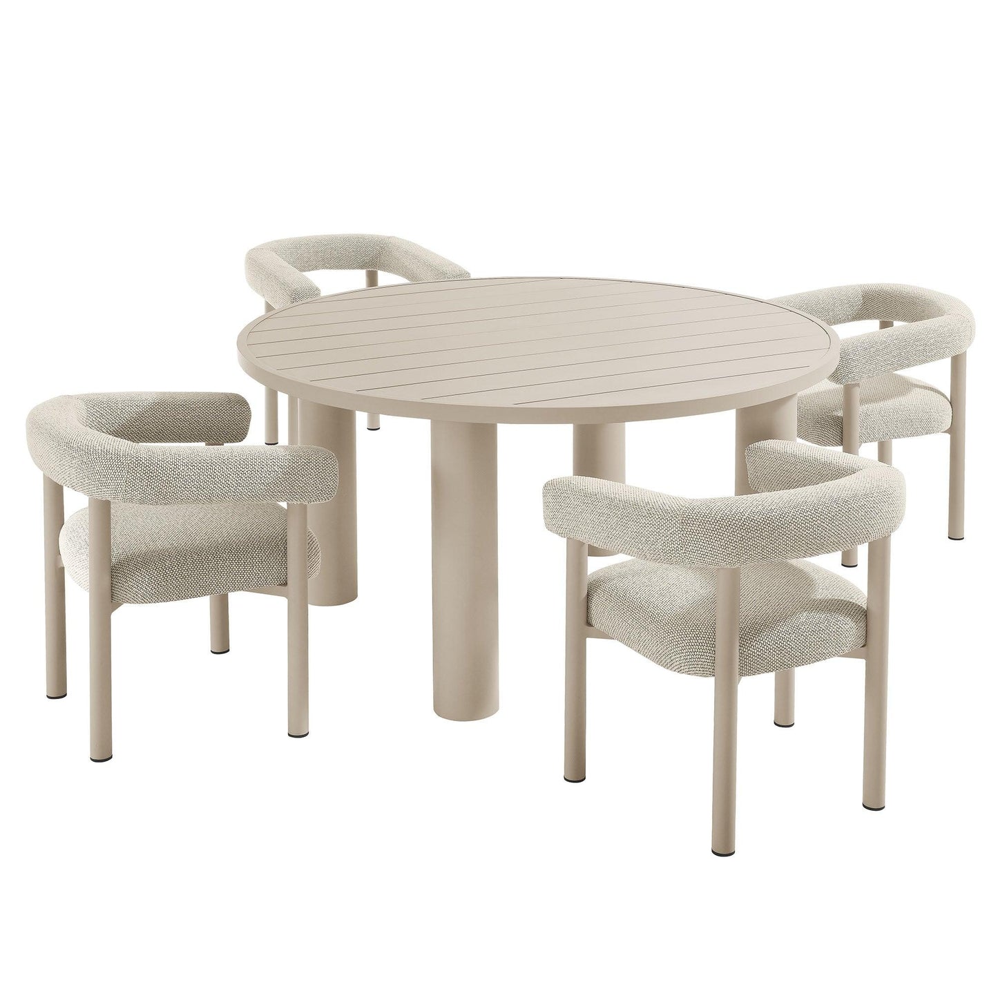 Nautica 5-Piece Round Outdoor Patio Aluminum Dining Table and Chairs Set by Modway FredCo