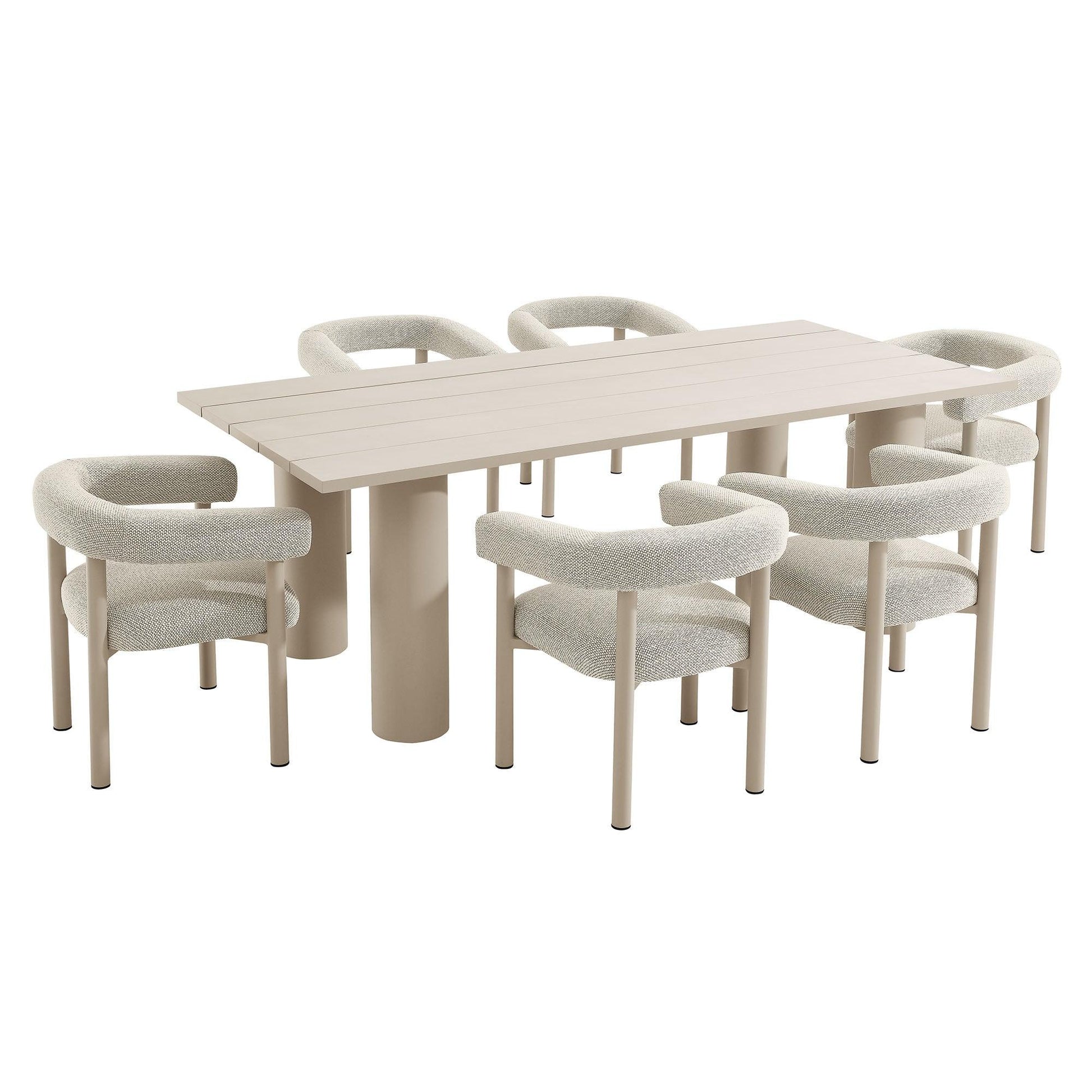Nautica 7-Piece Rectangular Outdoor Patio Aluminum Dining Table and Chairs Set by Modway FredCo