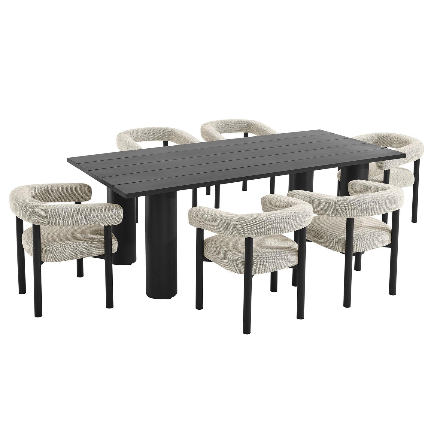 Nautica 7-Piece Rectangular Outdoor Patio Aluminum Dining Table and Chairs Set by Modway FredCo